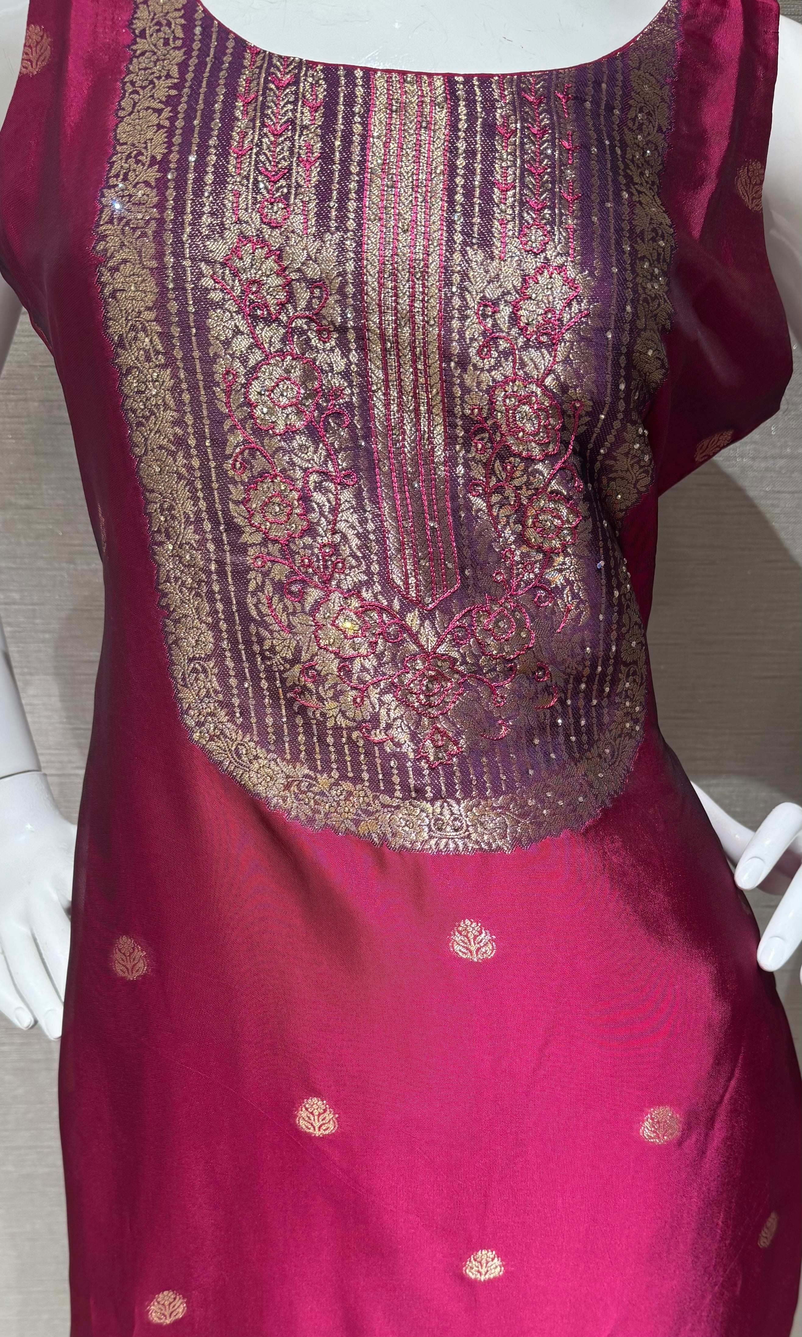 Royal Wine Fuchsia Zari Embroidered Kurta Set