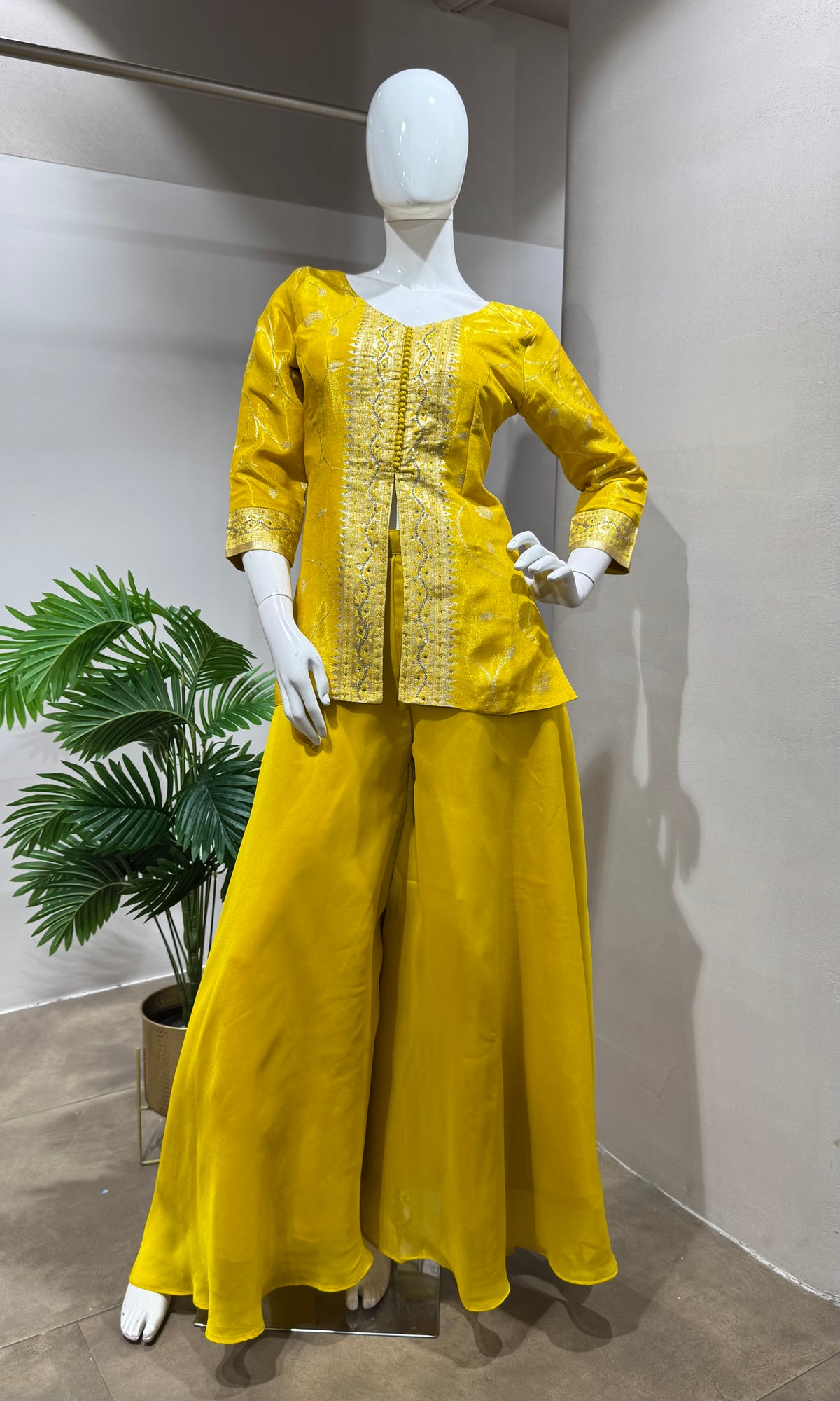 YELLOW GOLDEN SHARARA SET