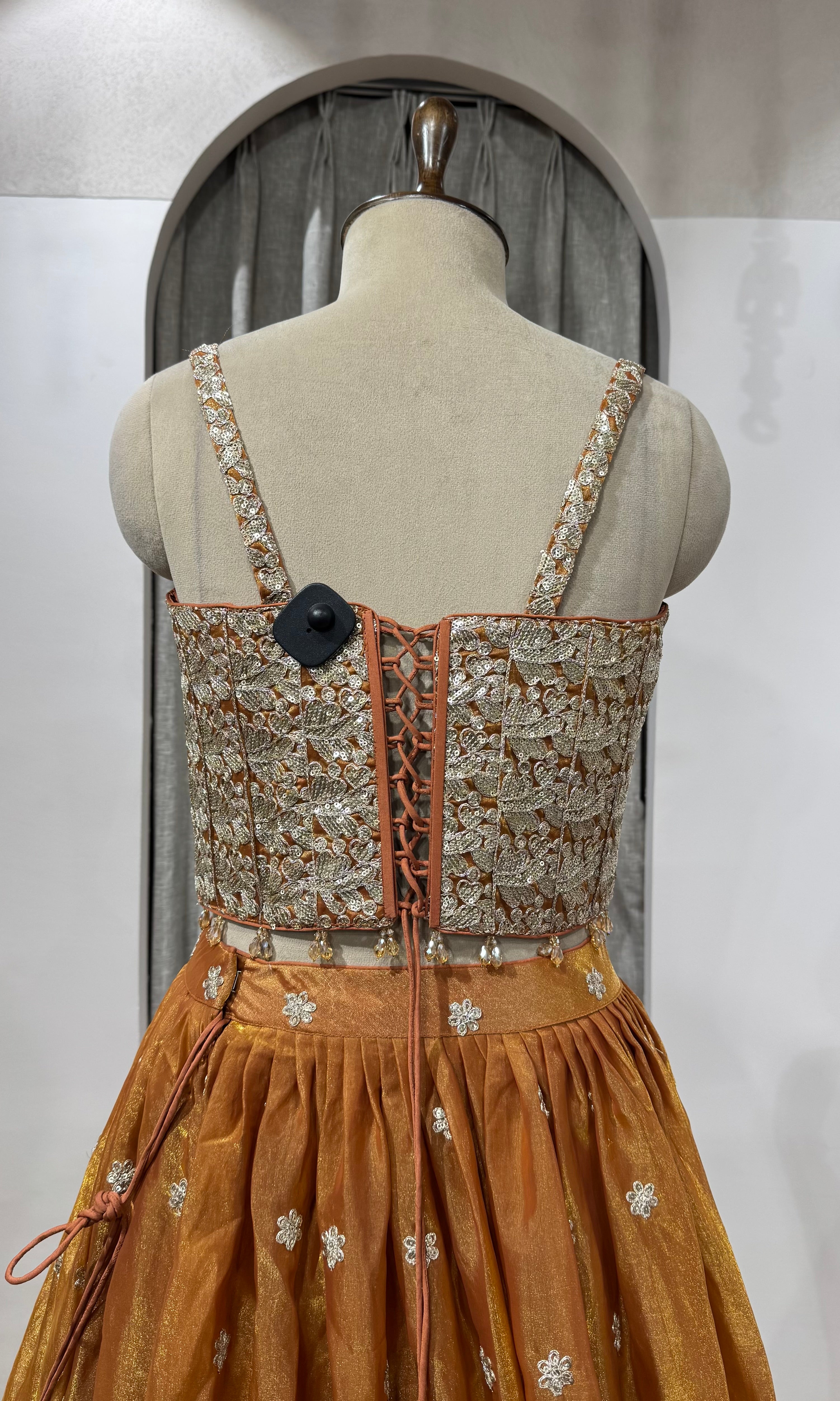 Rust Tissue Silk Elegance lehenga set