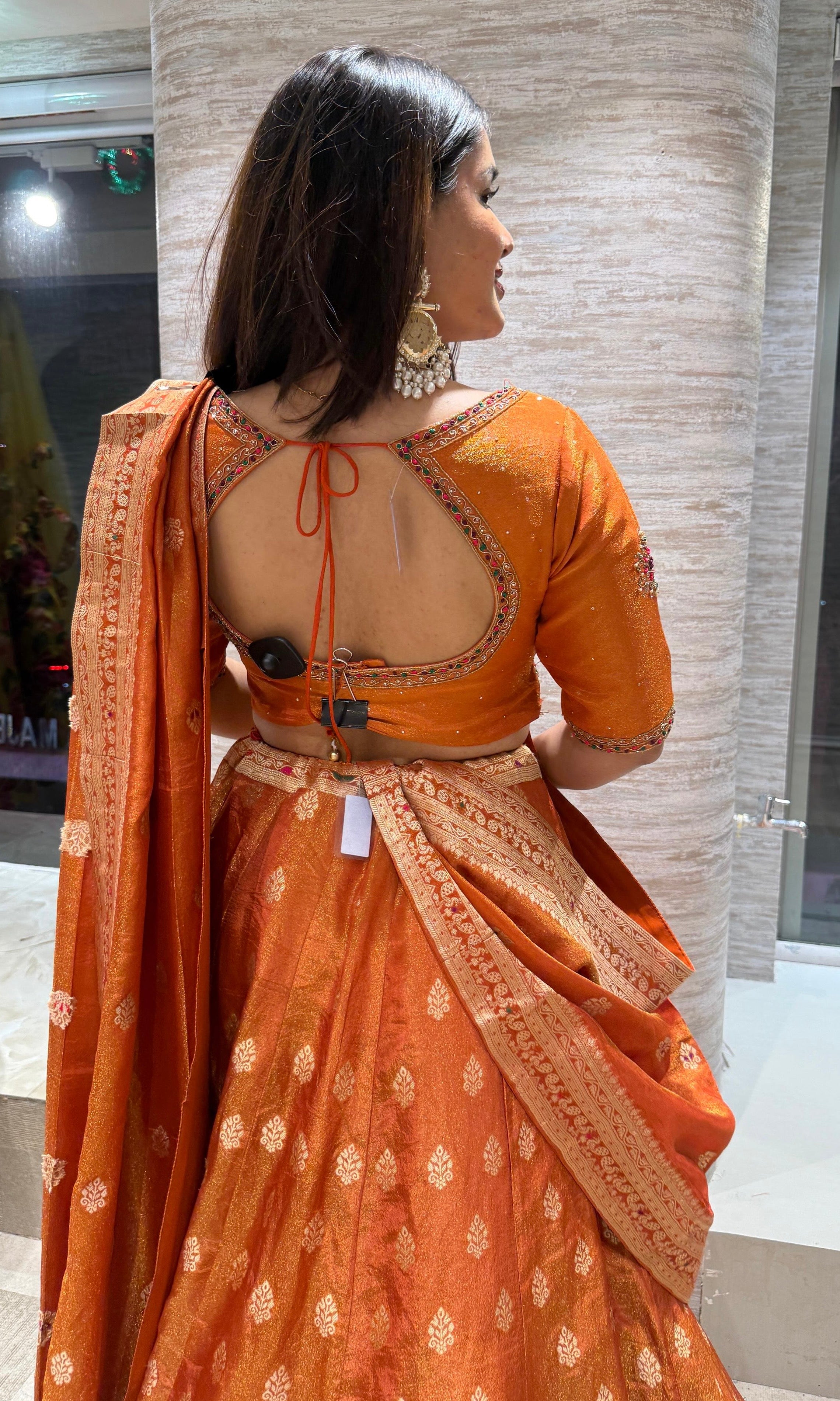 Rust Golden BANARASI EMBROIDERED Lehenga