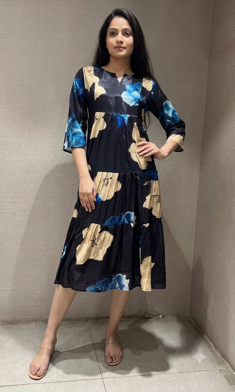 Navy blue FLORAL DRESS