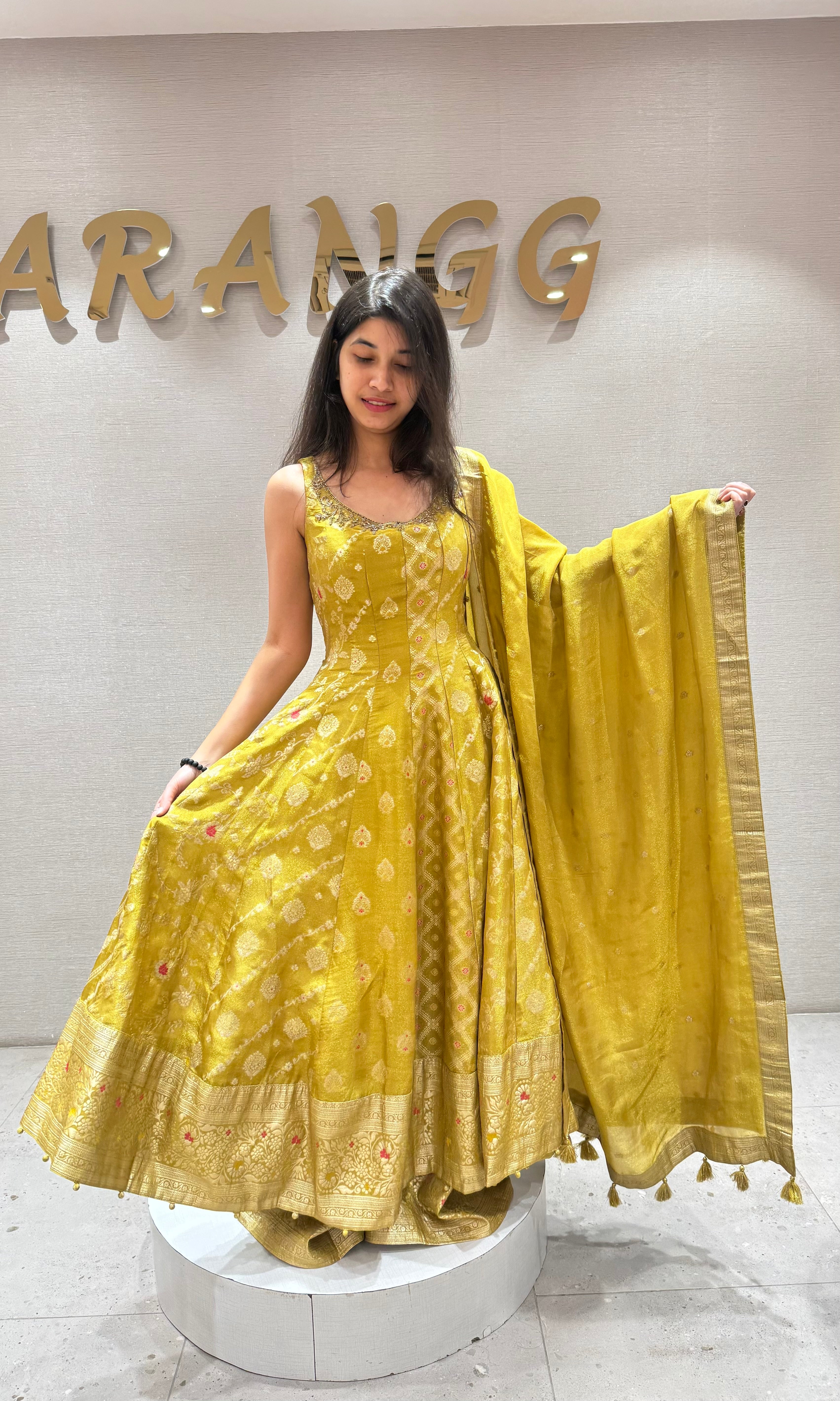 Mehandi green BANARASI ANARKALI SET