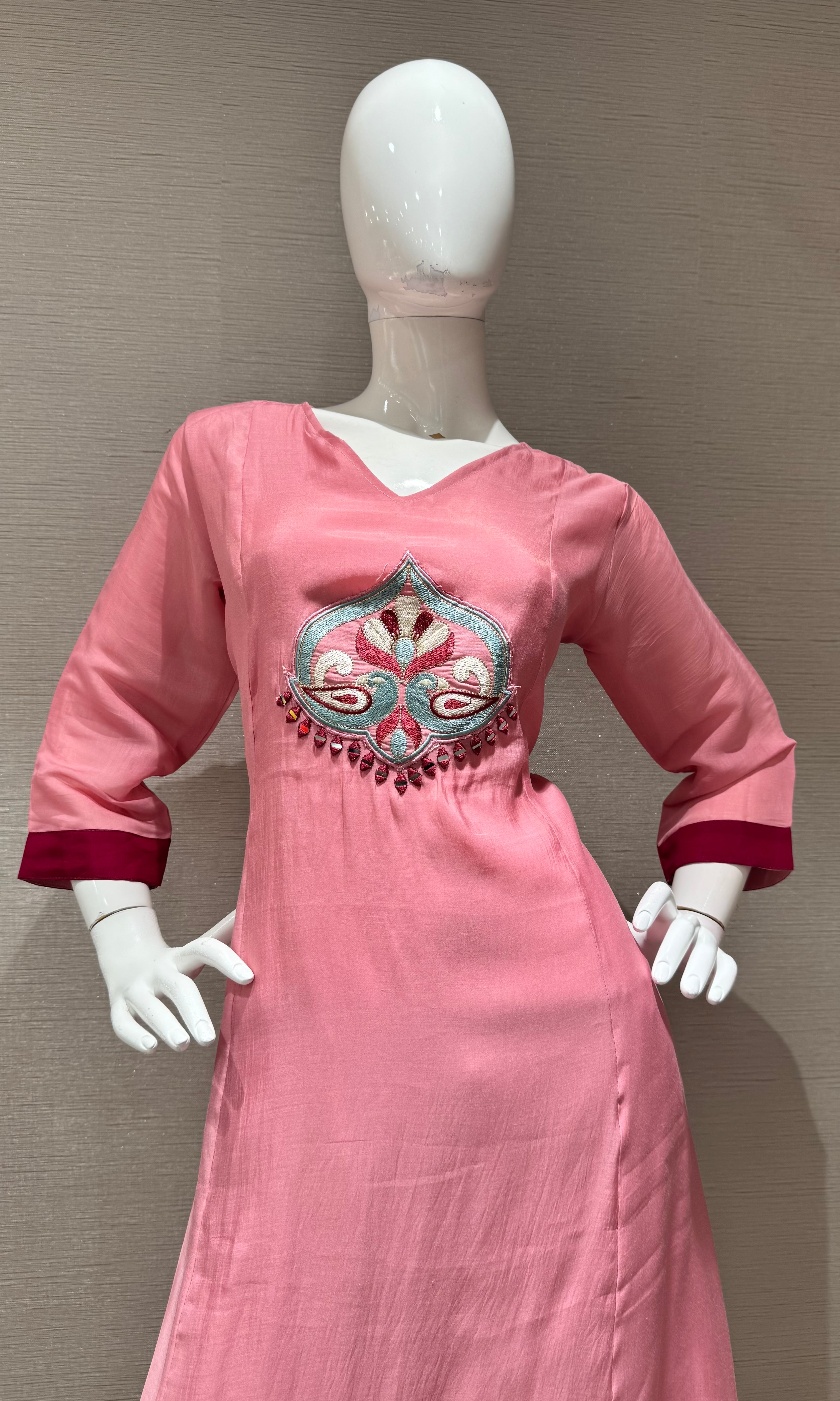 Rose Pink Kurta Set with Ethnic Dupatta