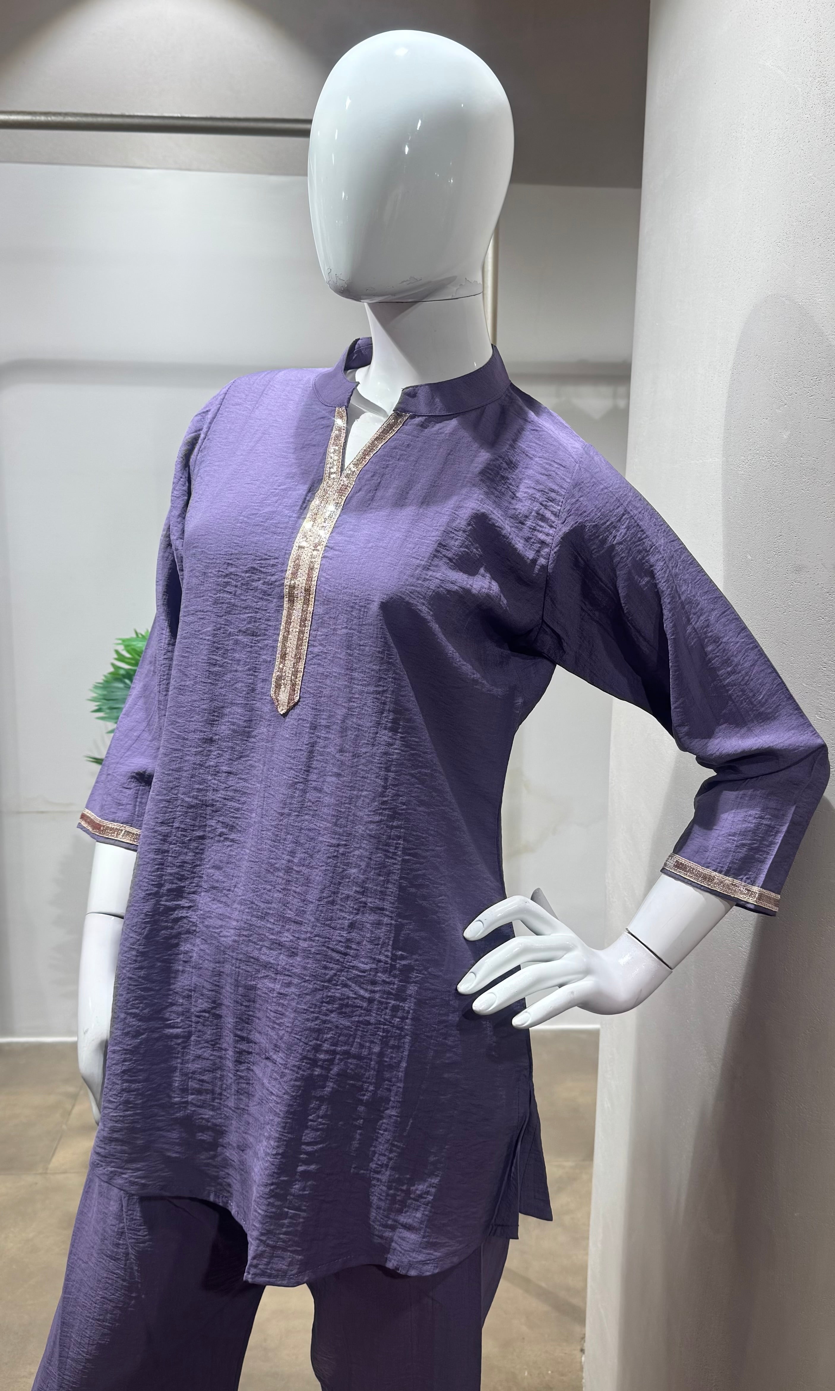 Lavander golden neckline cord set