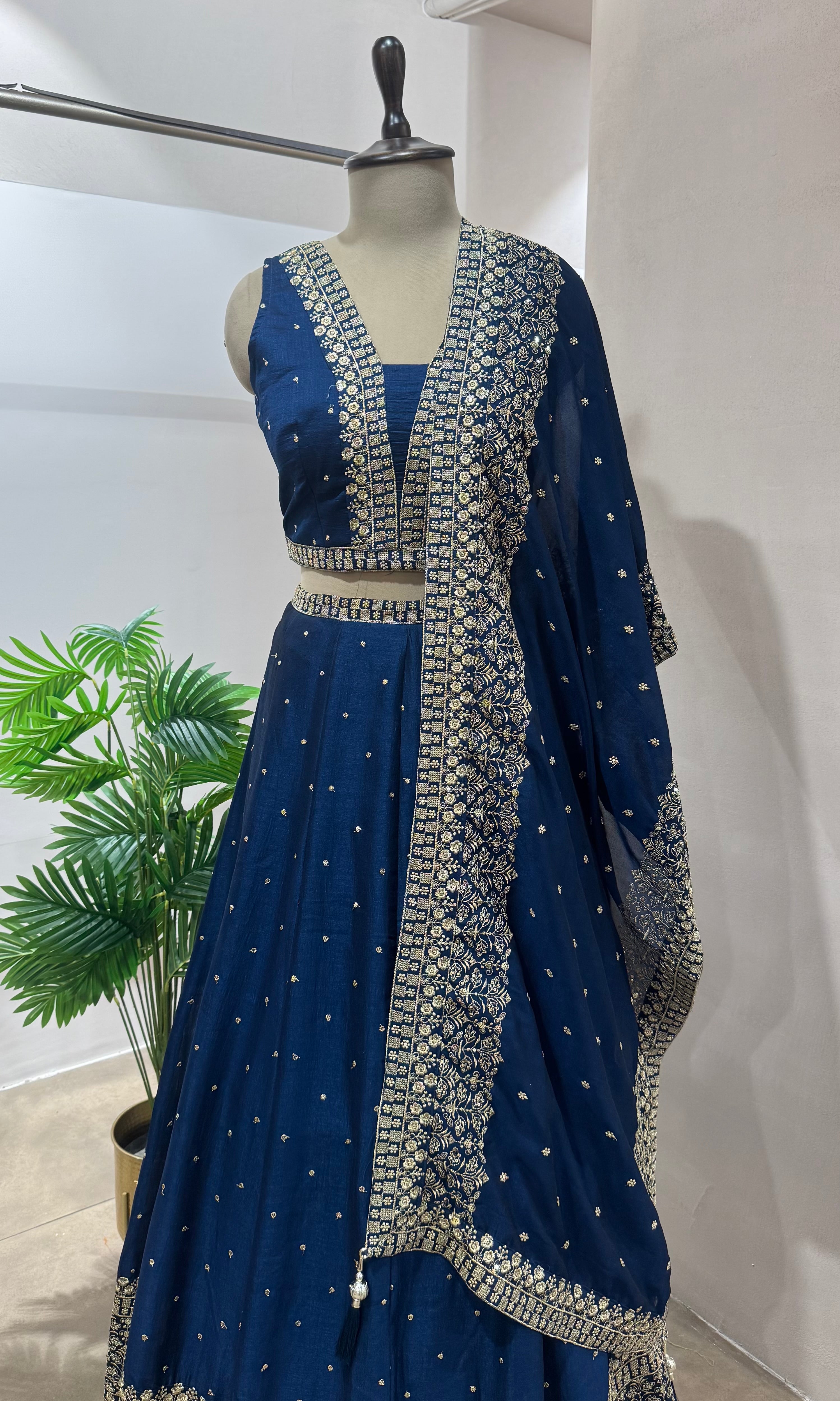 Blue INTRICATE EMBROIDERED lehenga