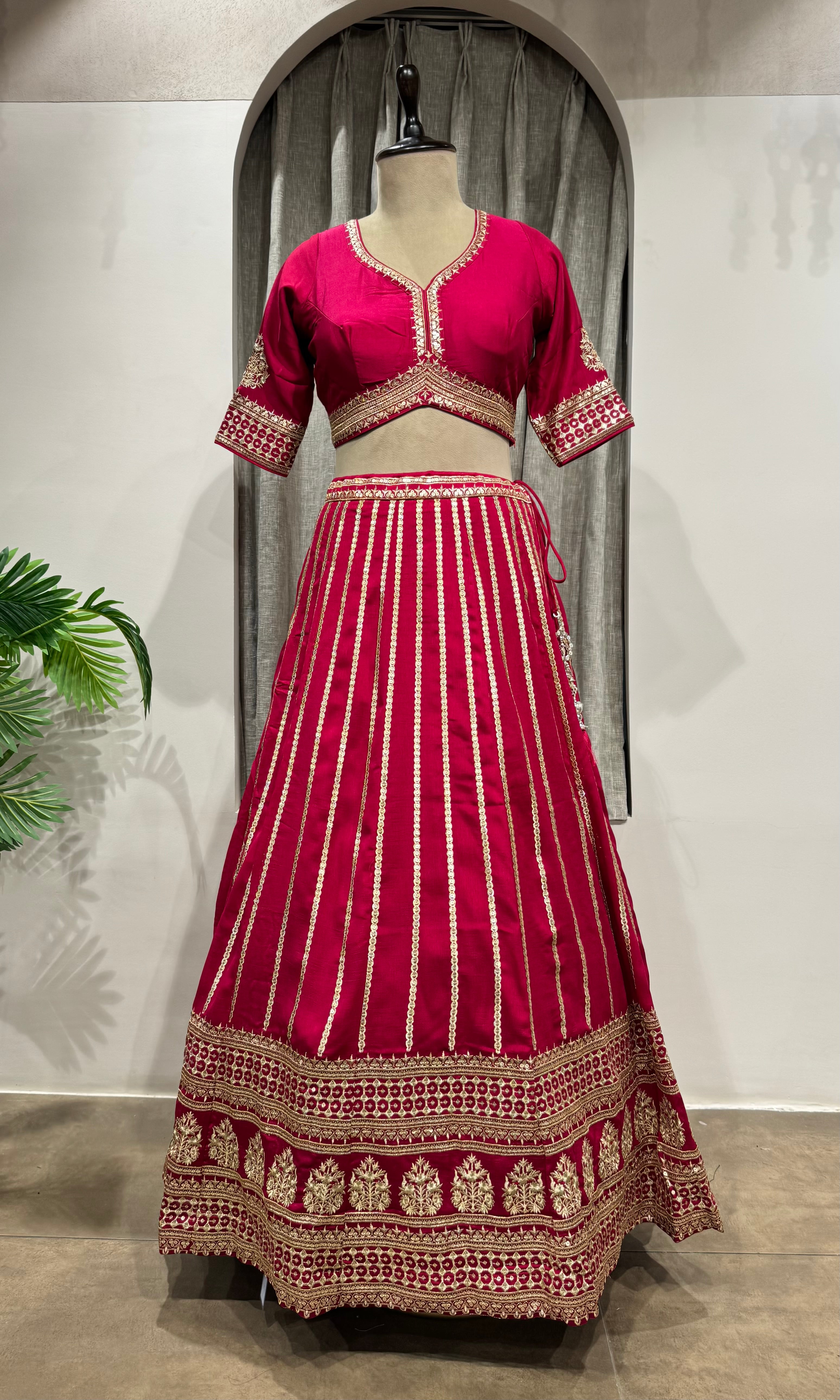 PINK Georgette Embroidery Lehenga set