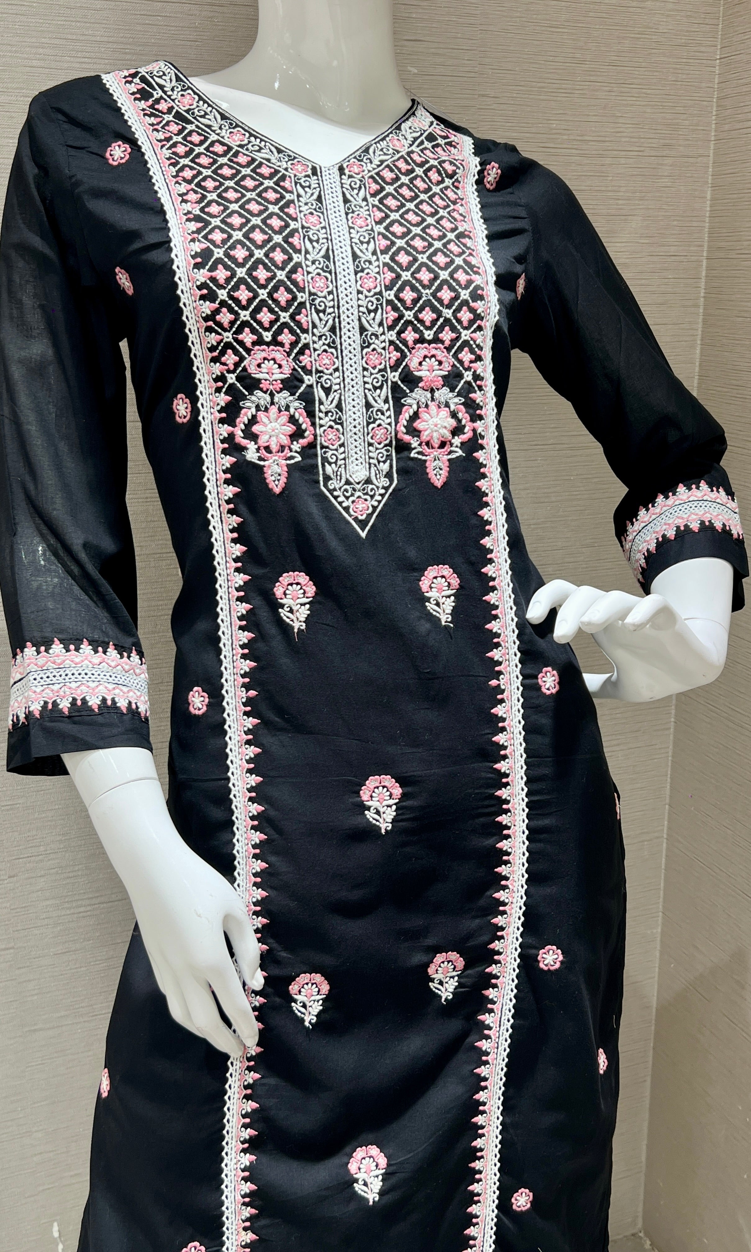 Black Embroidered Kurta Set with Dupatta