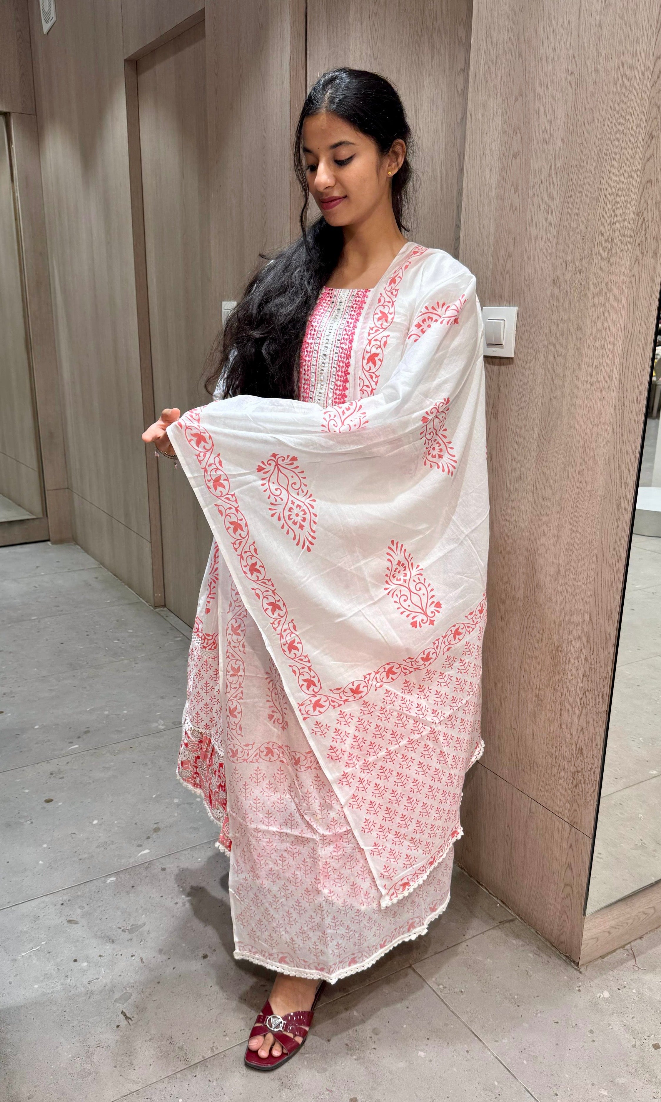 Pink Anarkali frock with straight pant (k222)
