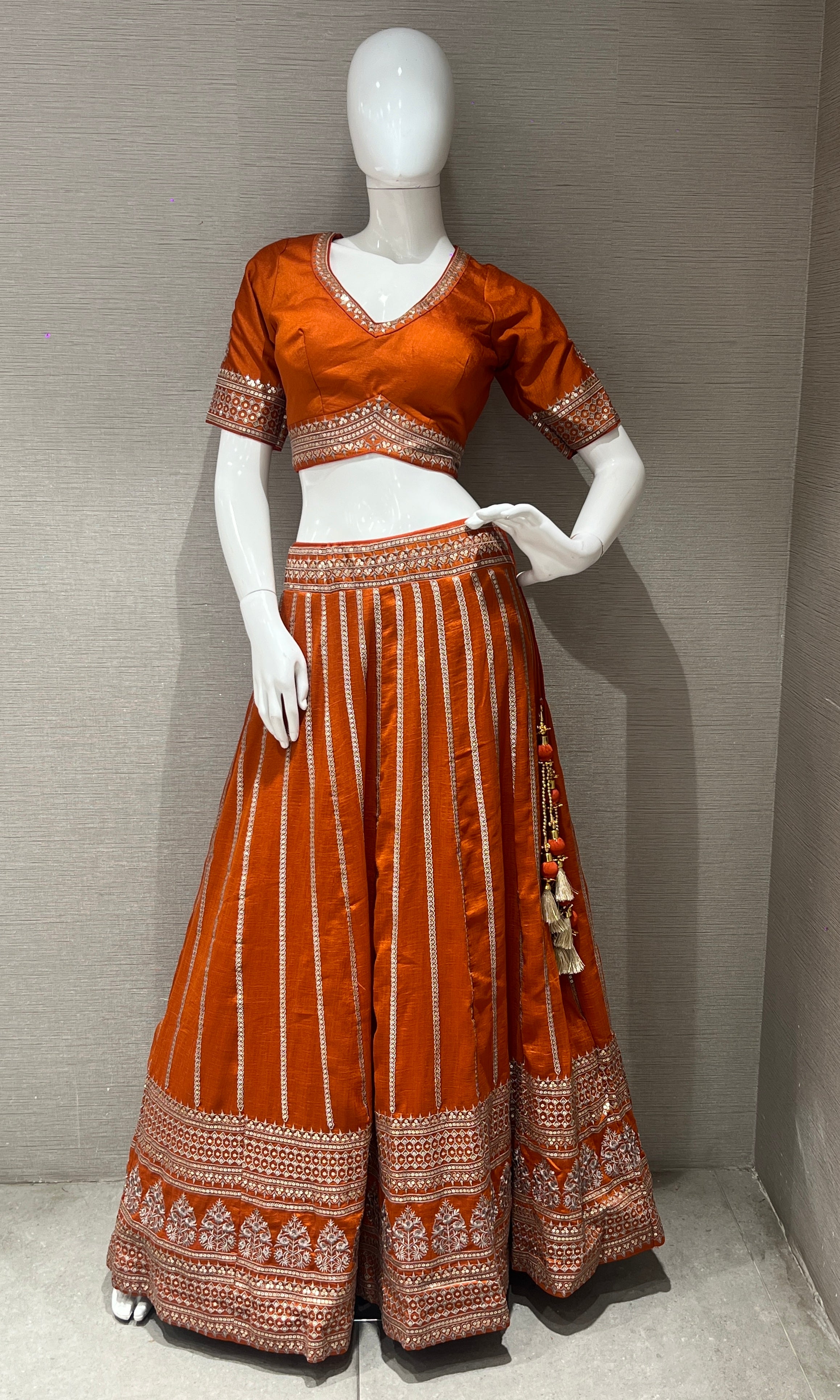 Orange croptop Lehenga