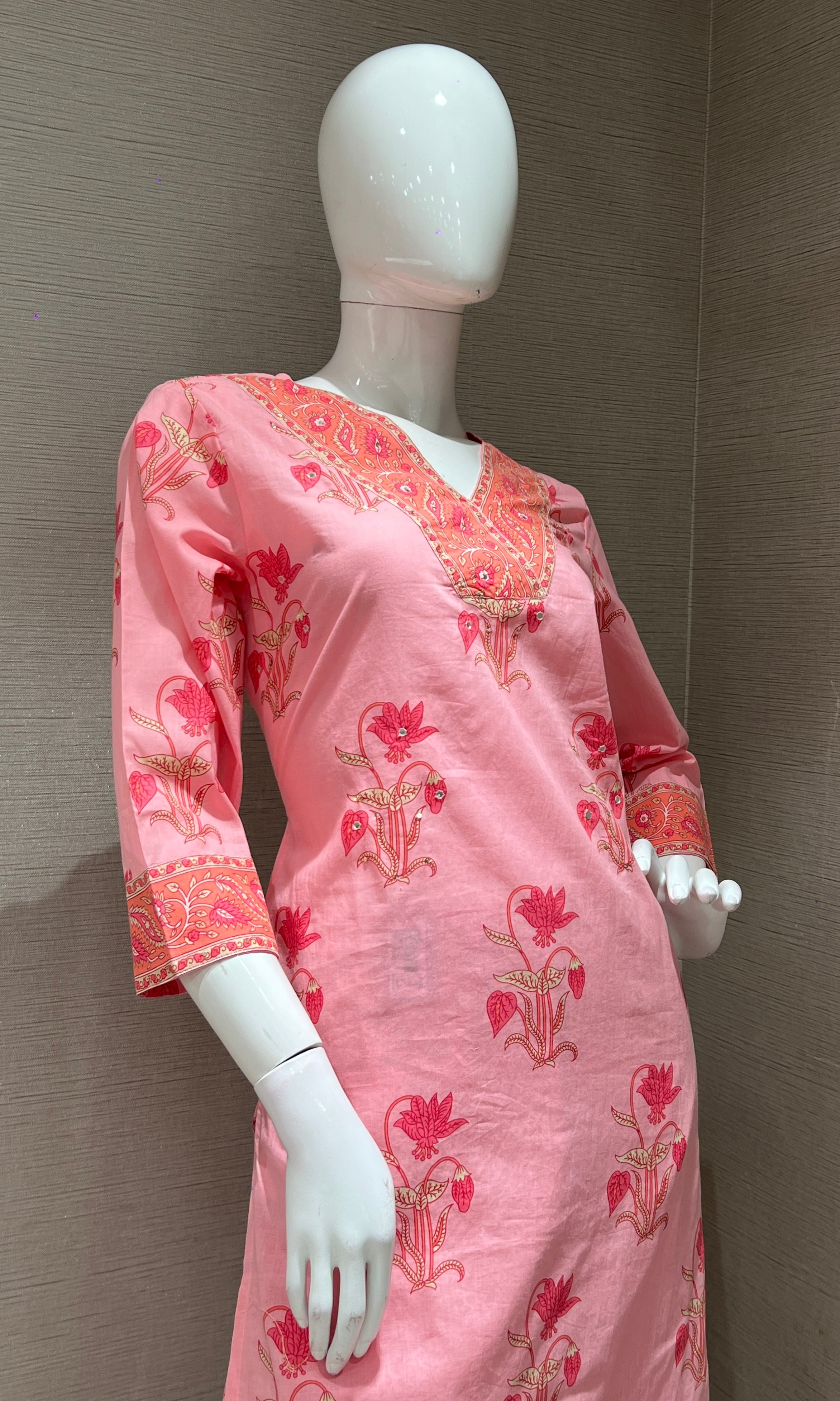 Baby pink FLORAL PRINT kurta set