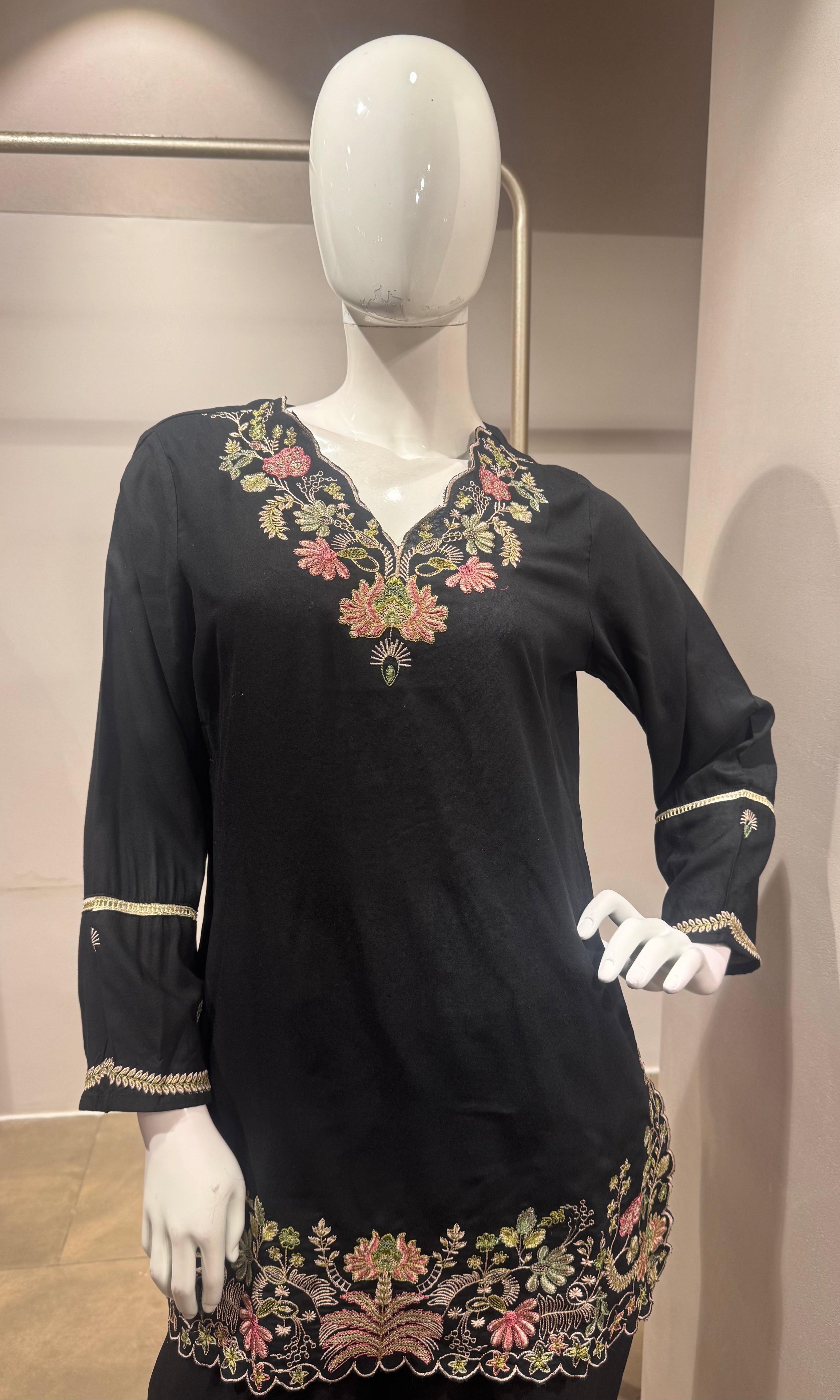 Black Floral cotton cord set