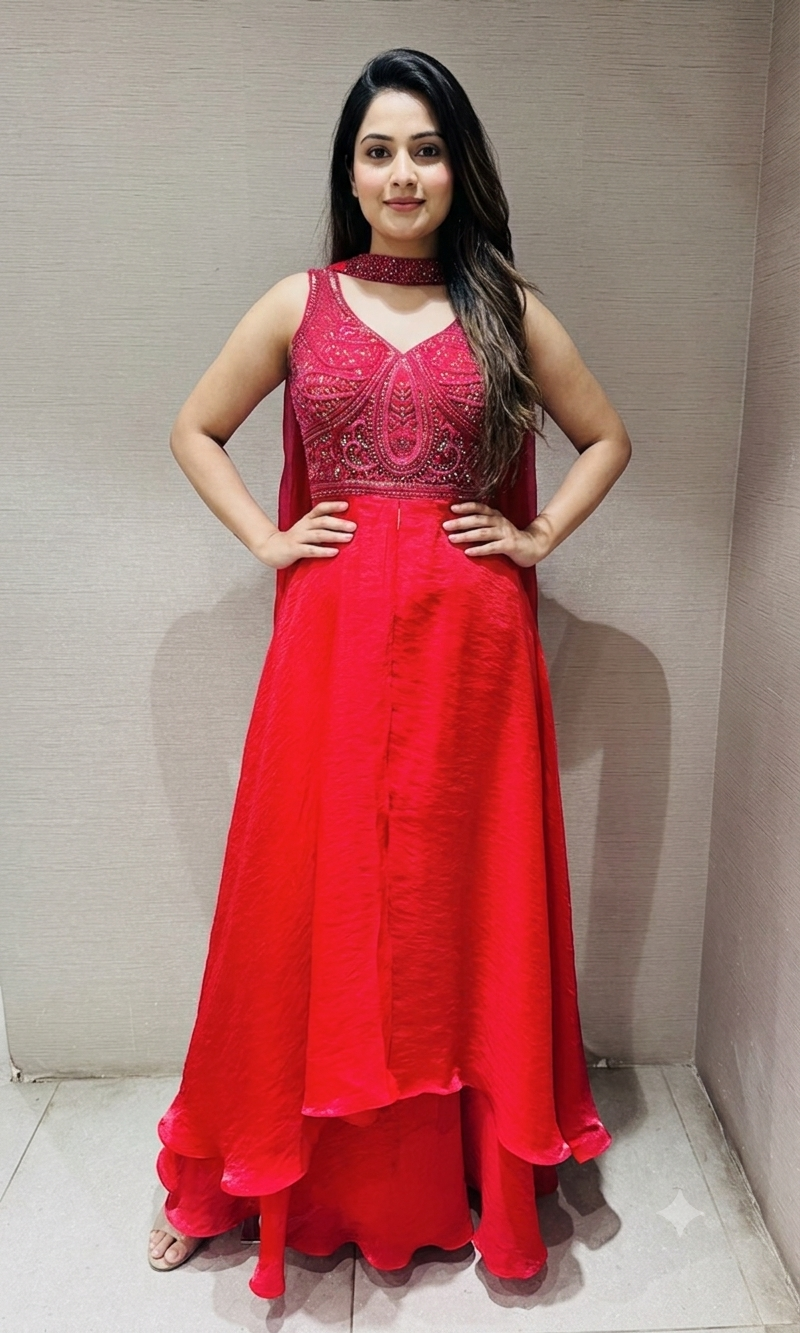 Rani Scarlet Embroidered Palazzo set