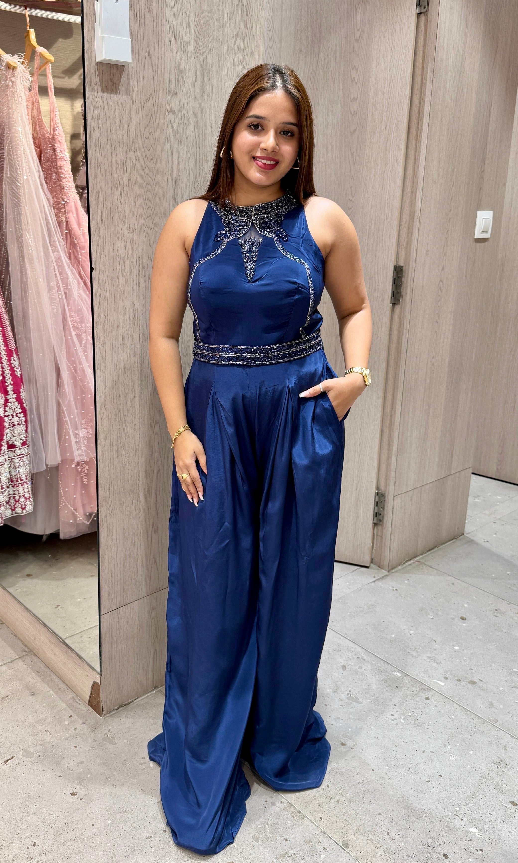 Blue jumpsuit dress