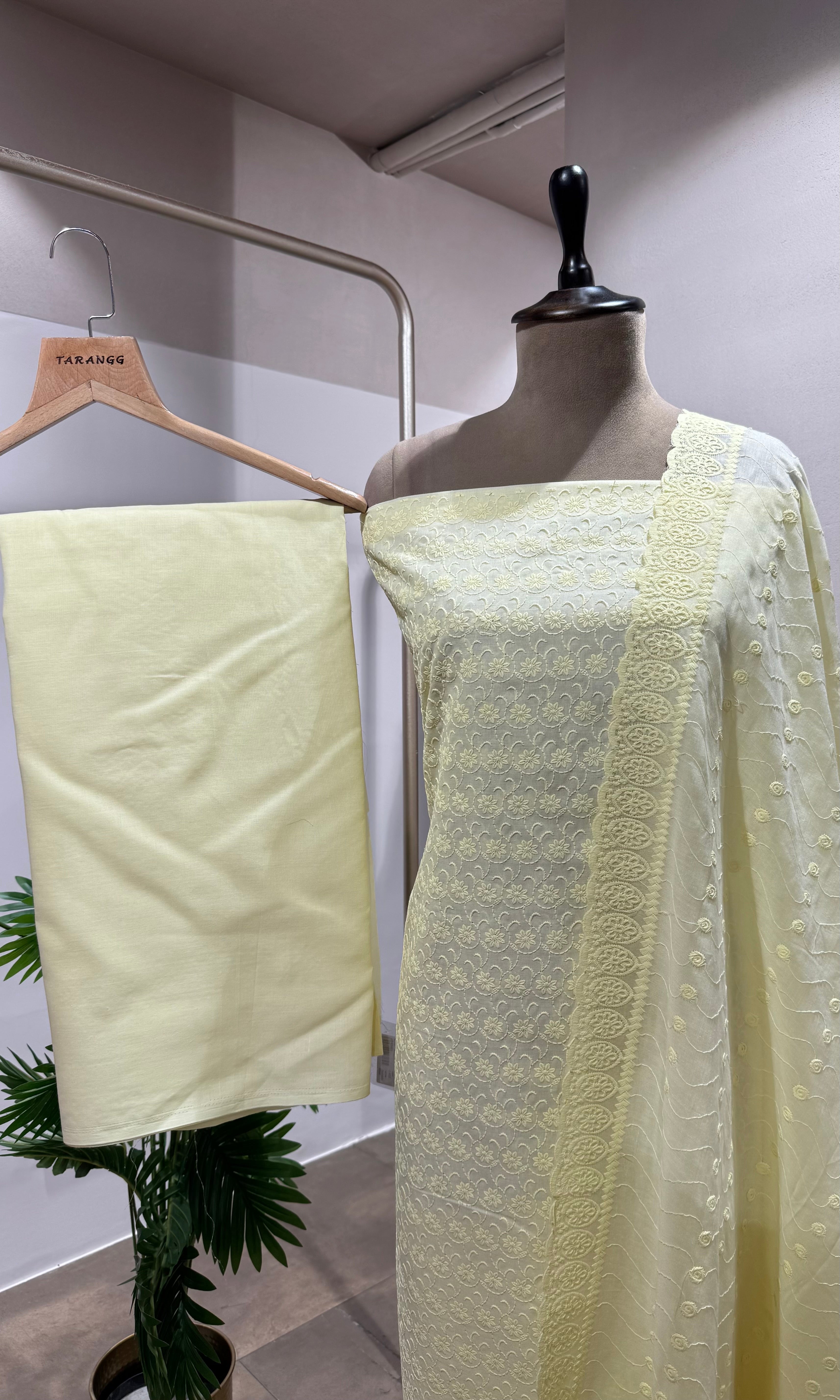 LIGHT YELLOW Georgette Dress Material