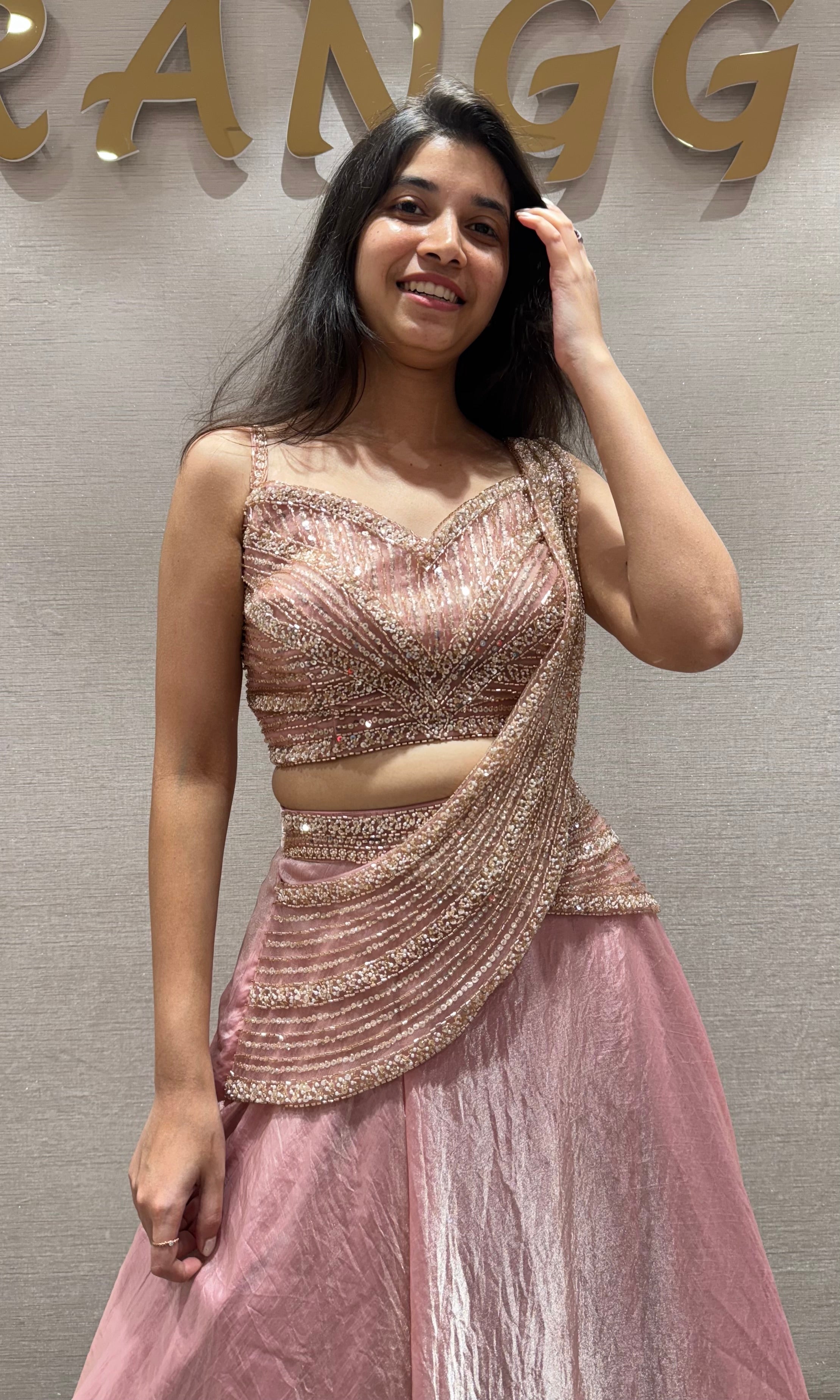 Baby pink LEHENGA WITH CORSET BLOUSE