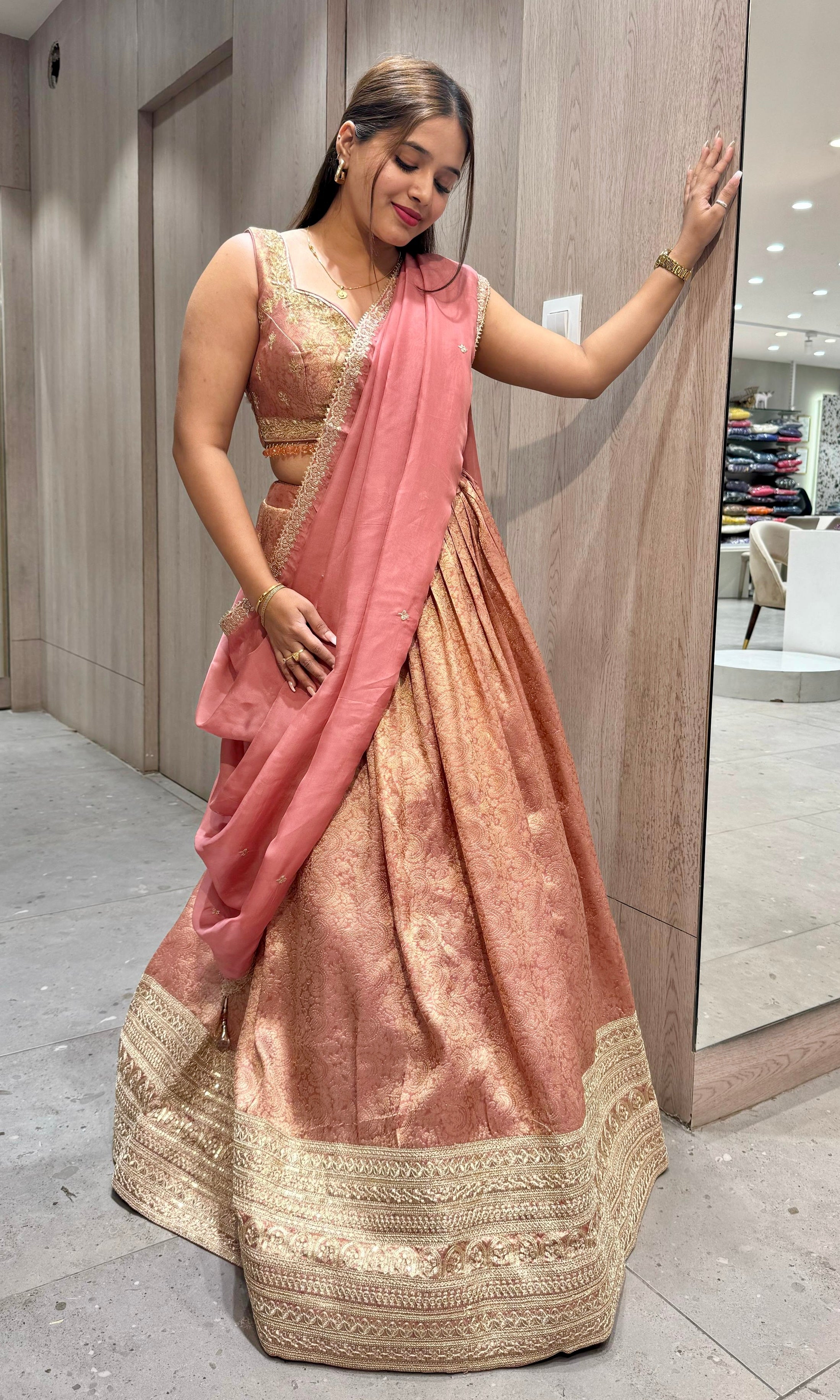 Onion pink croptop Lehenga