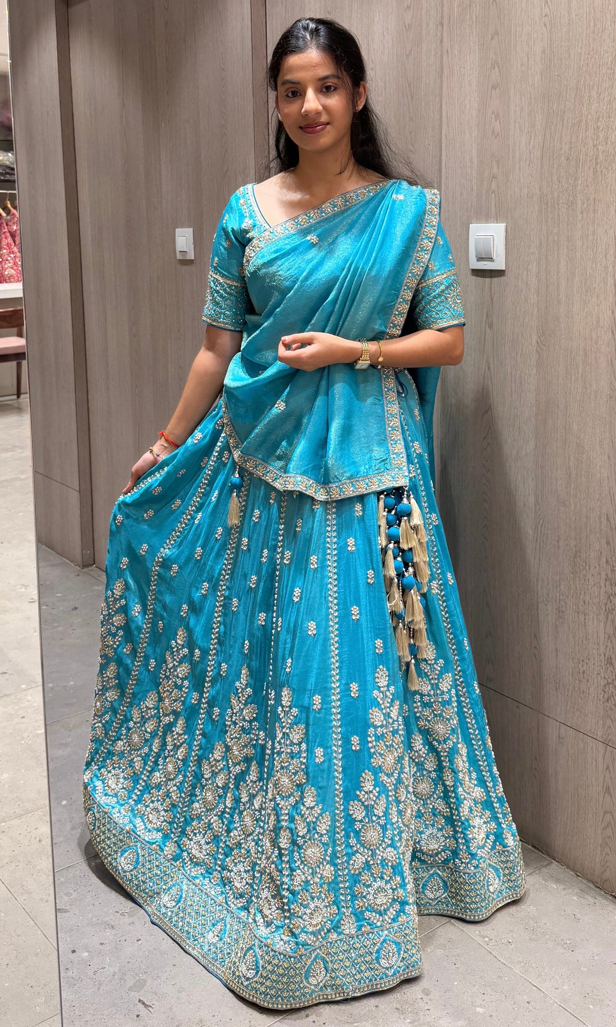 Blue Lehenga with zari wok Embroidery
