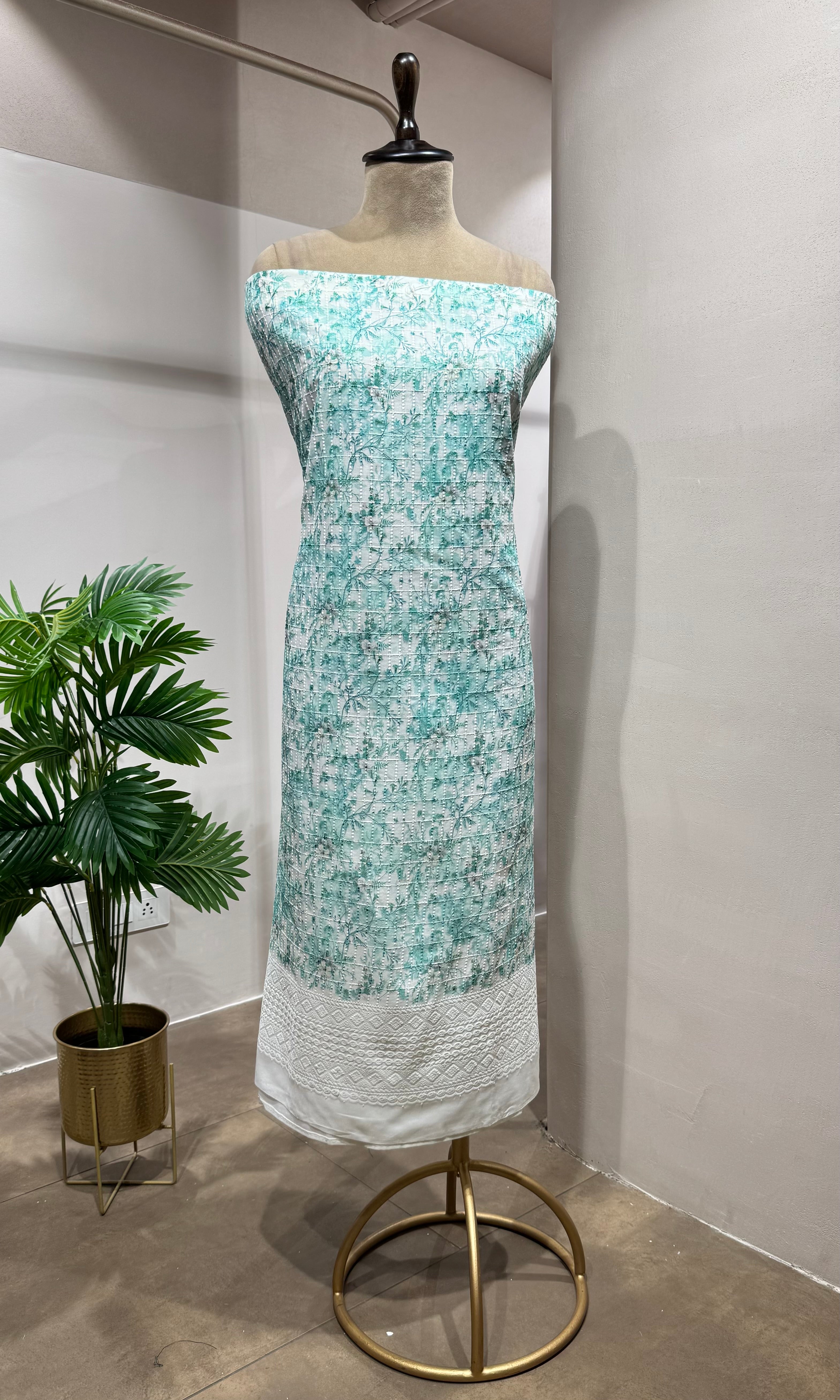 SKY BLUE embroidered DRESS material