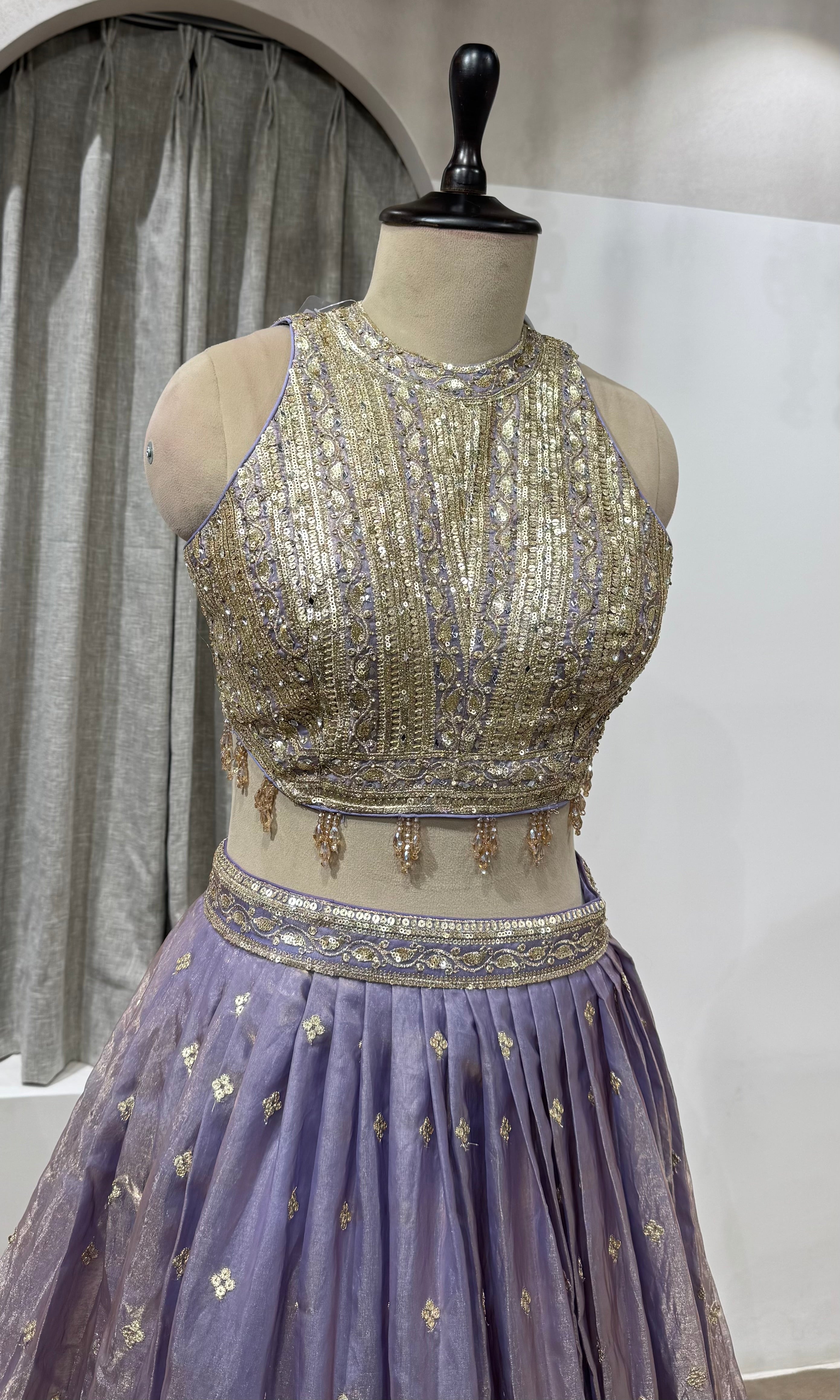 Lavender Zari Tissue Lehenga Set