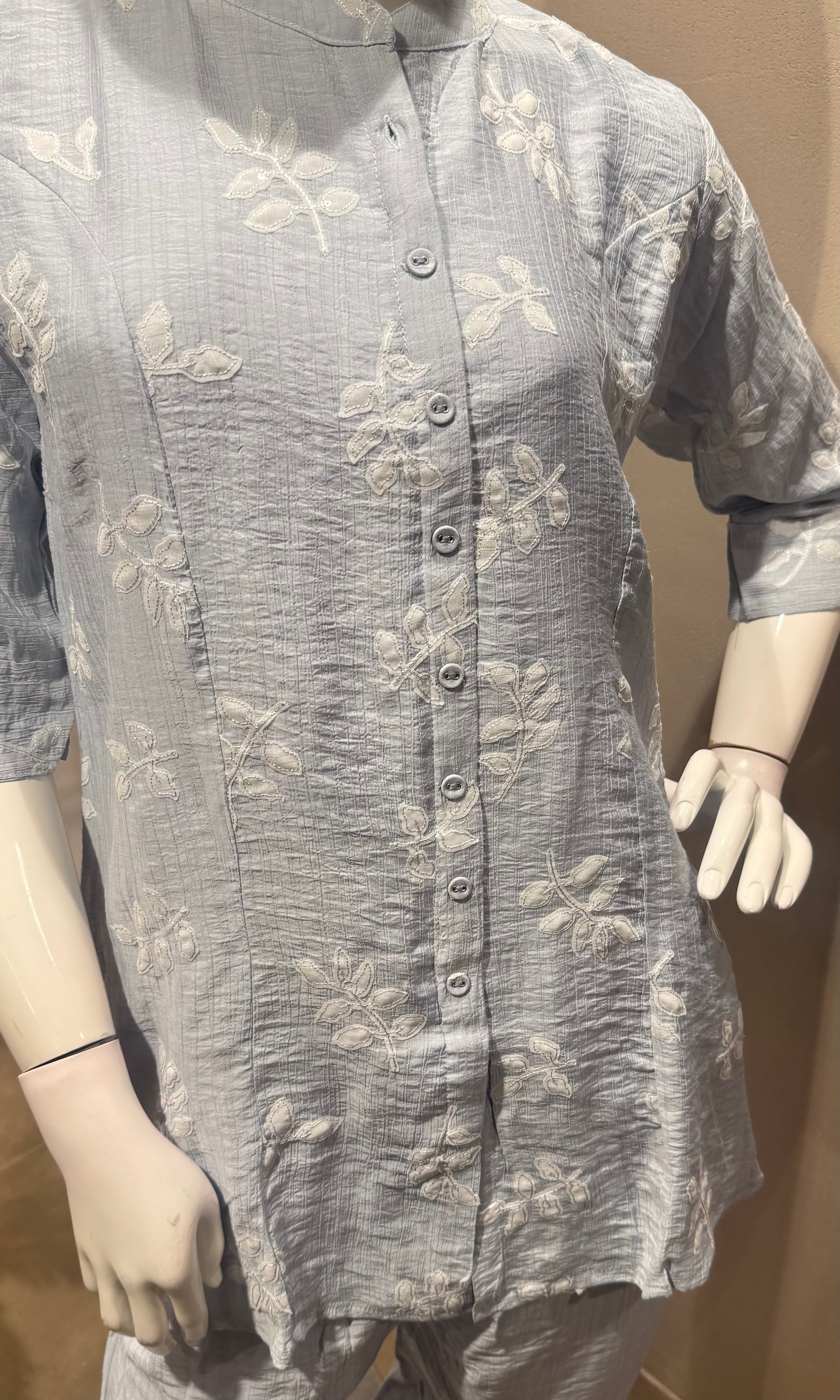 BLUE Bloom EMBROIDERED CORD SET
