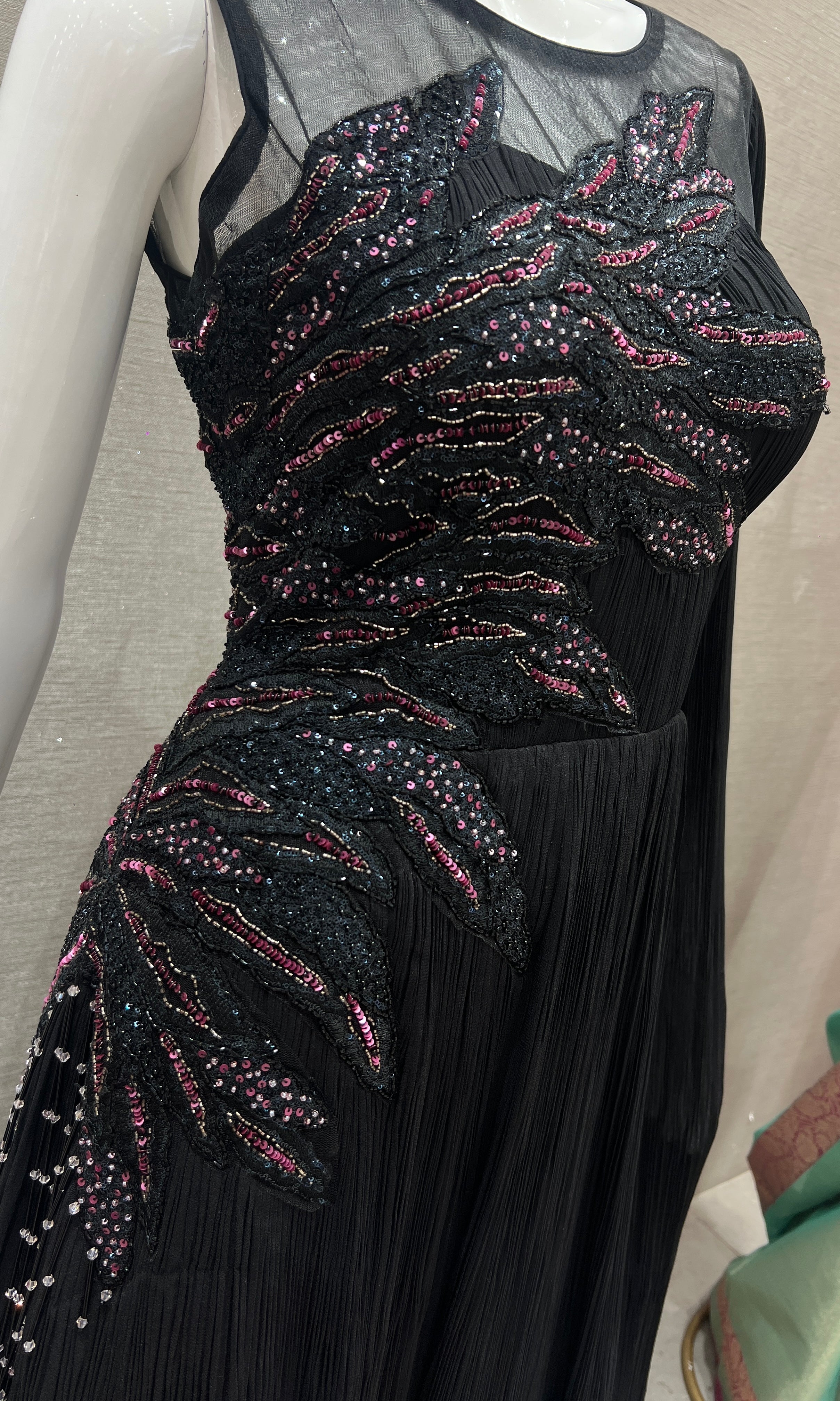 Black designer long dress
