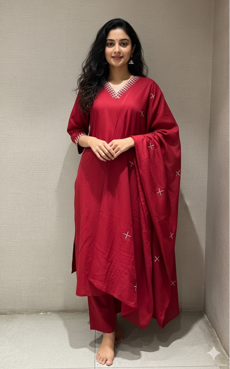 Maroon ETHNIC KURTA SET