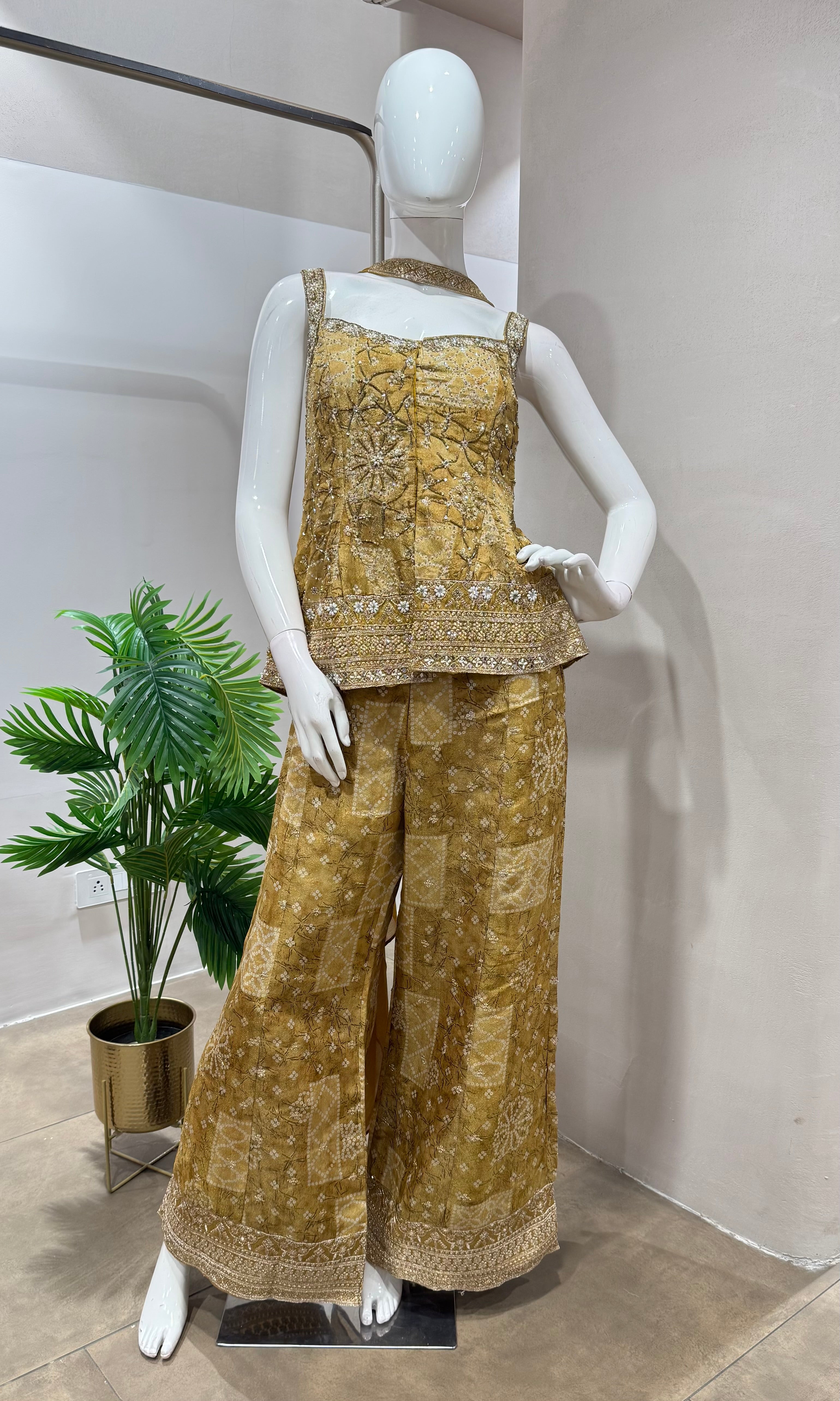 Mehendi green ethnic palazzo set