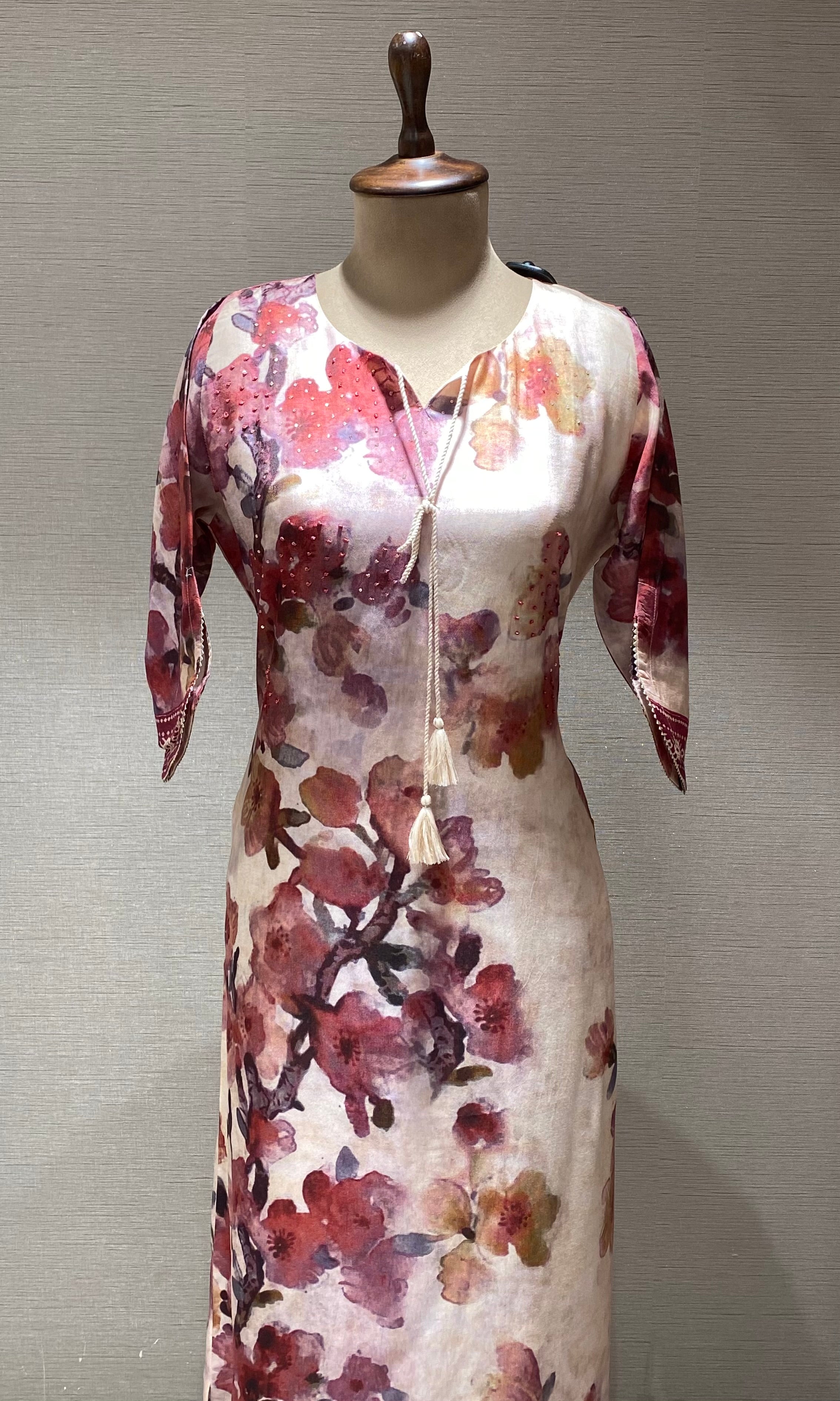 Peach Floral Printed Kurti top