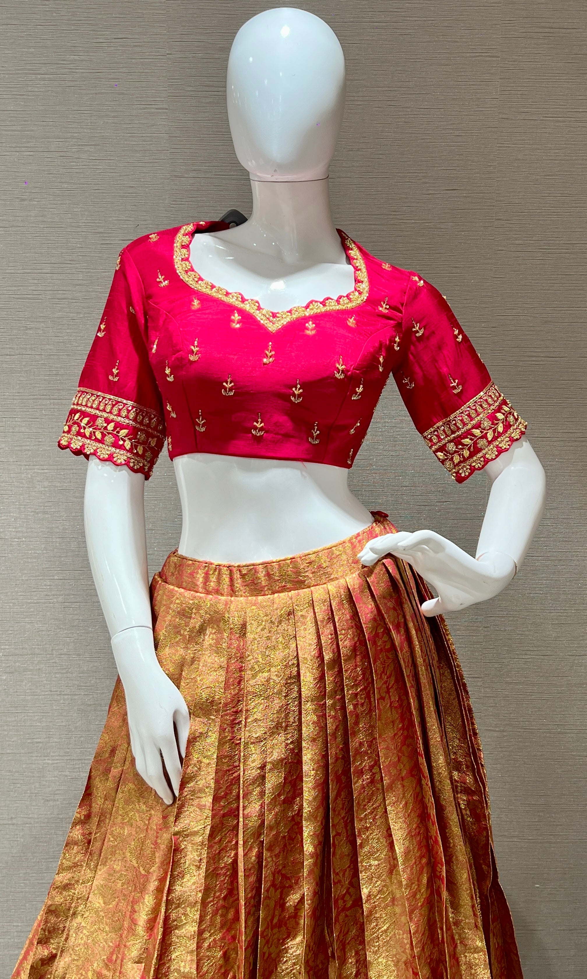 Banarasi Beauty – Red & Gold Traditional Lehenga Set