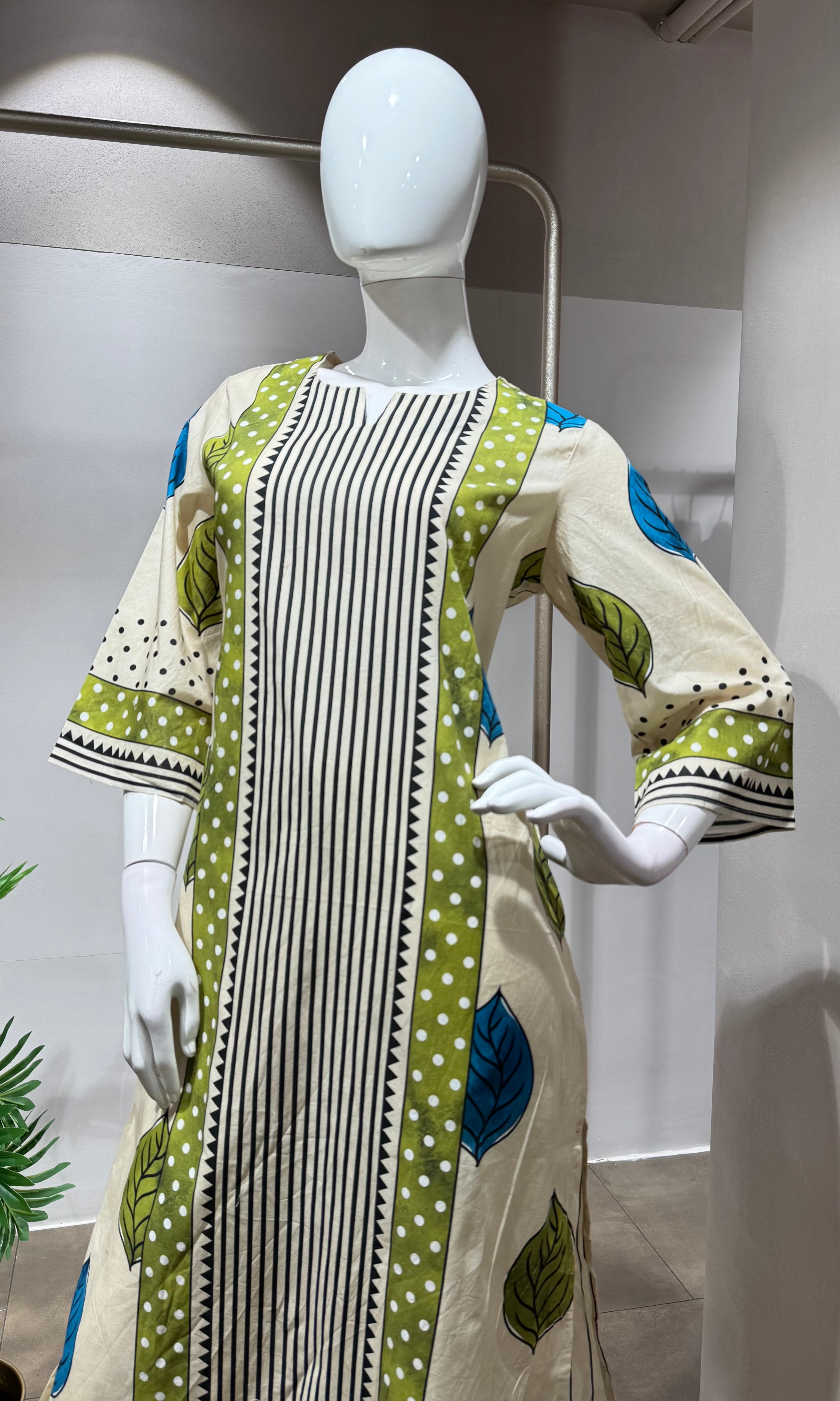 Green digital pattern kurti with pants