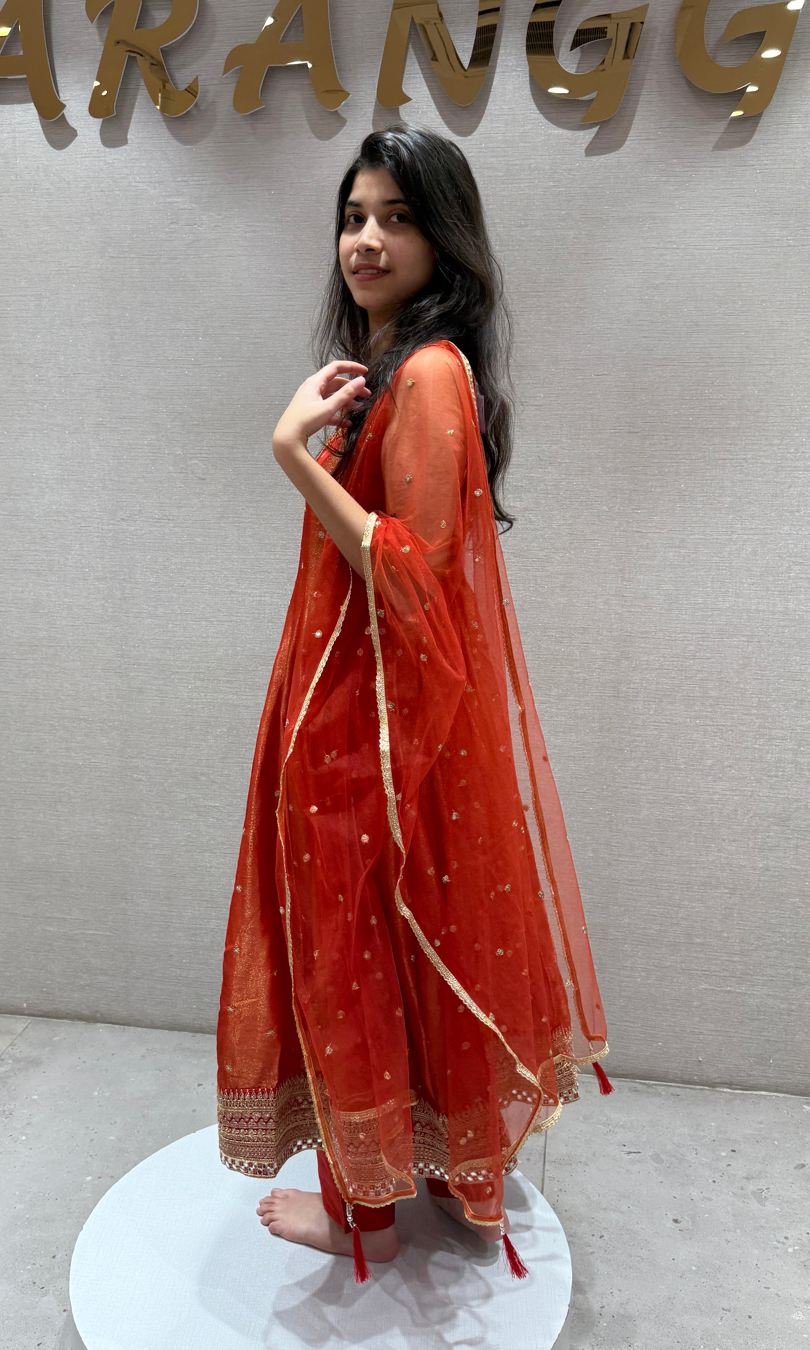 Orange GOLD EMBROIDERED Anarkali