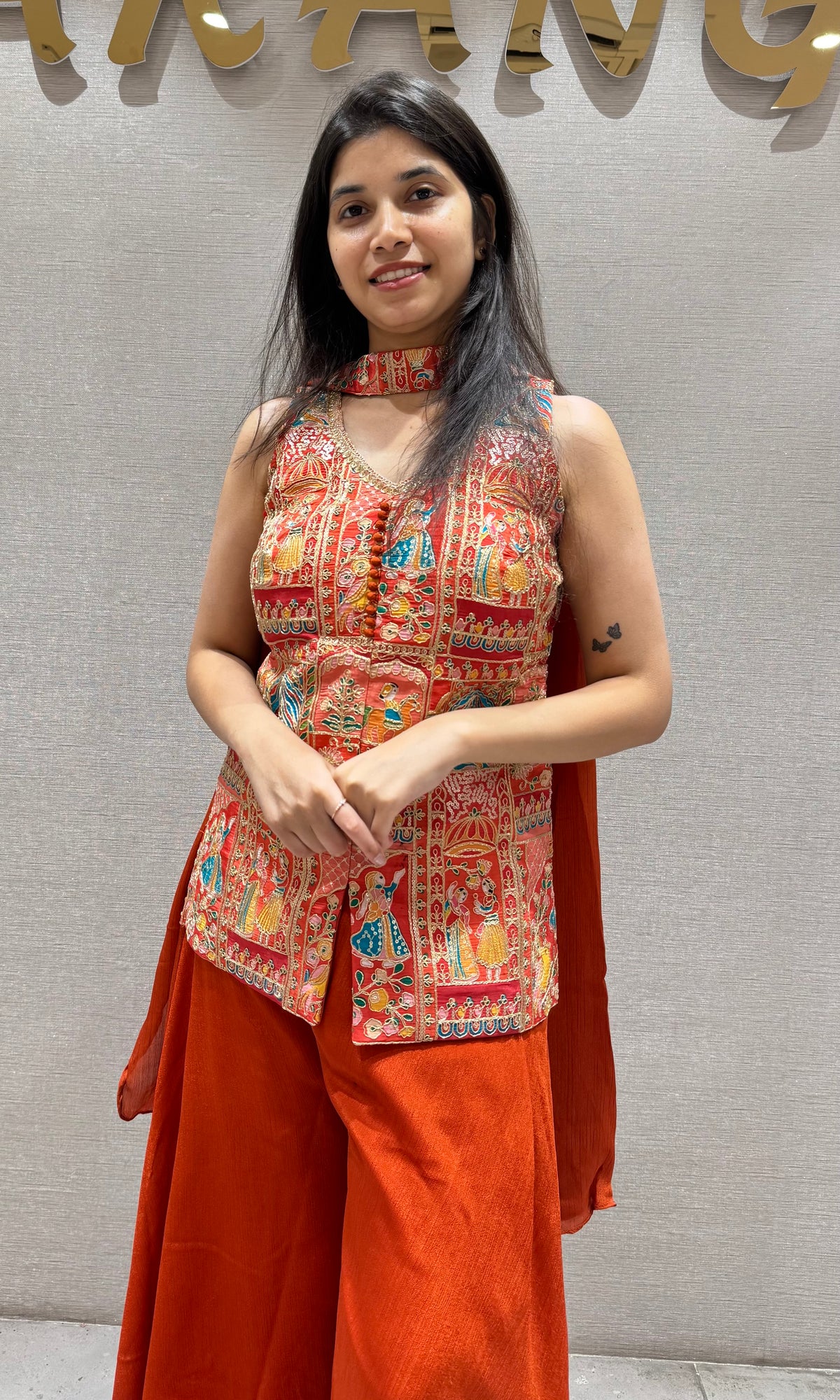 Embroidered Orange SHARARA