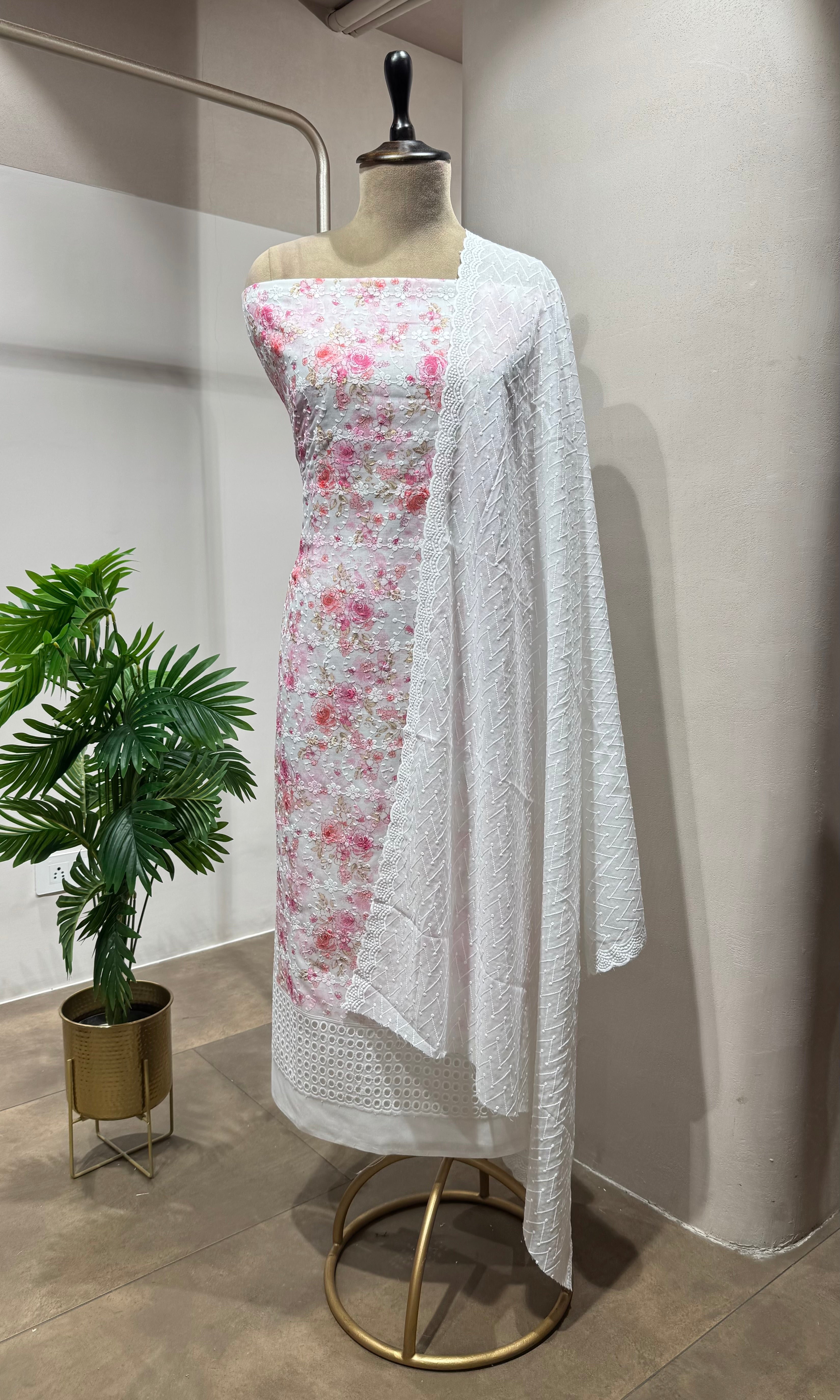 PINK floral dress material