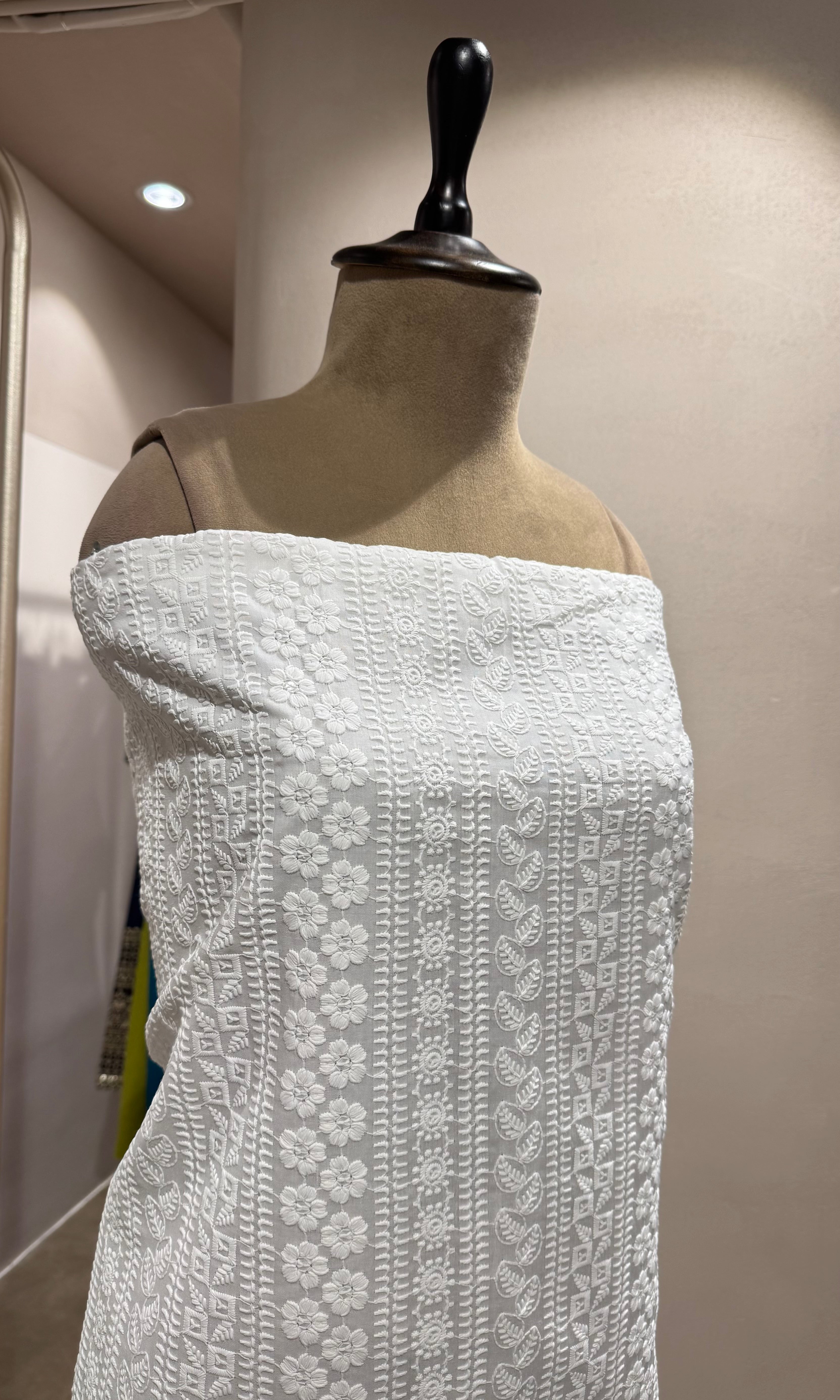 WHITE CHIKANKARI DRESS MATERIAL