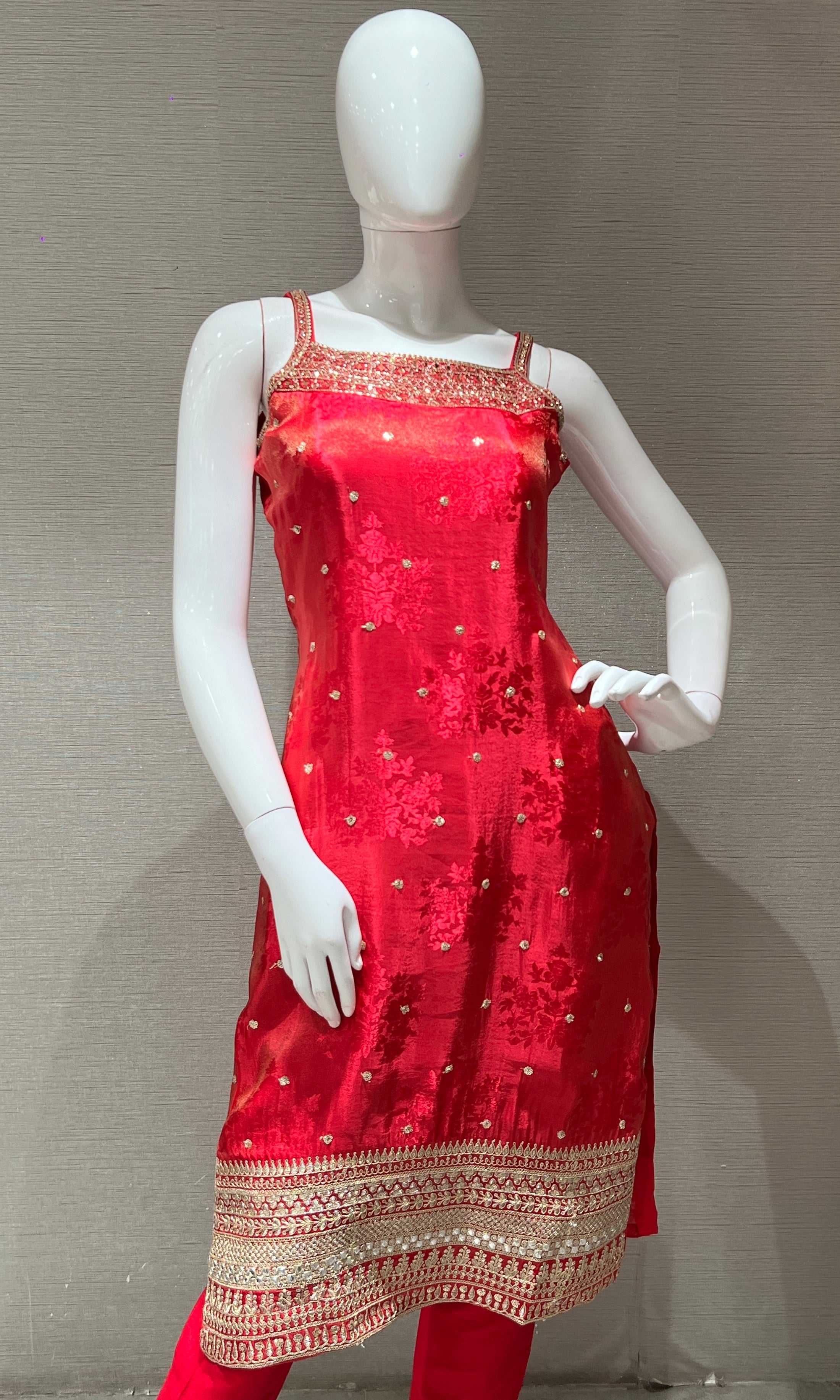 Pink and Gold Embroidered kurta set