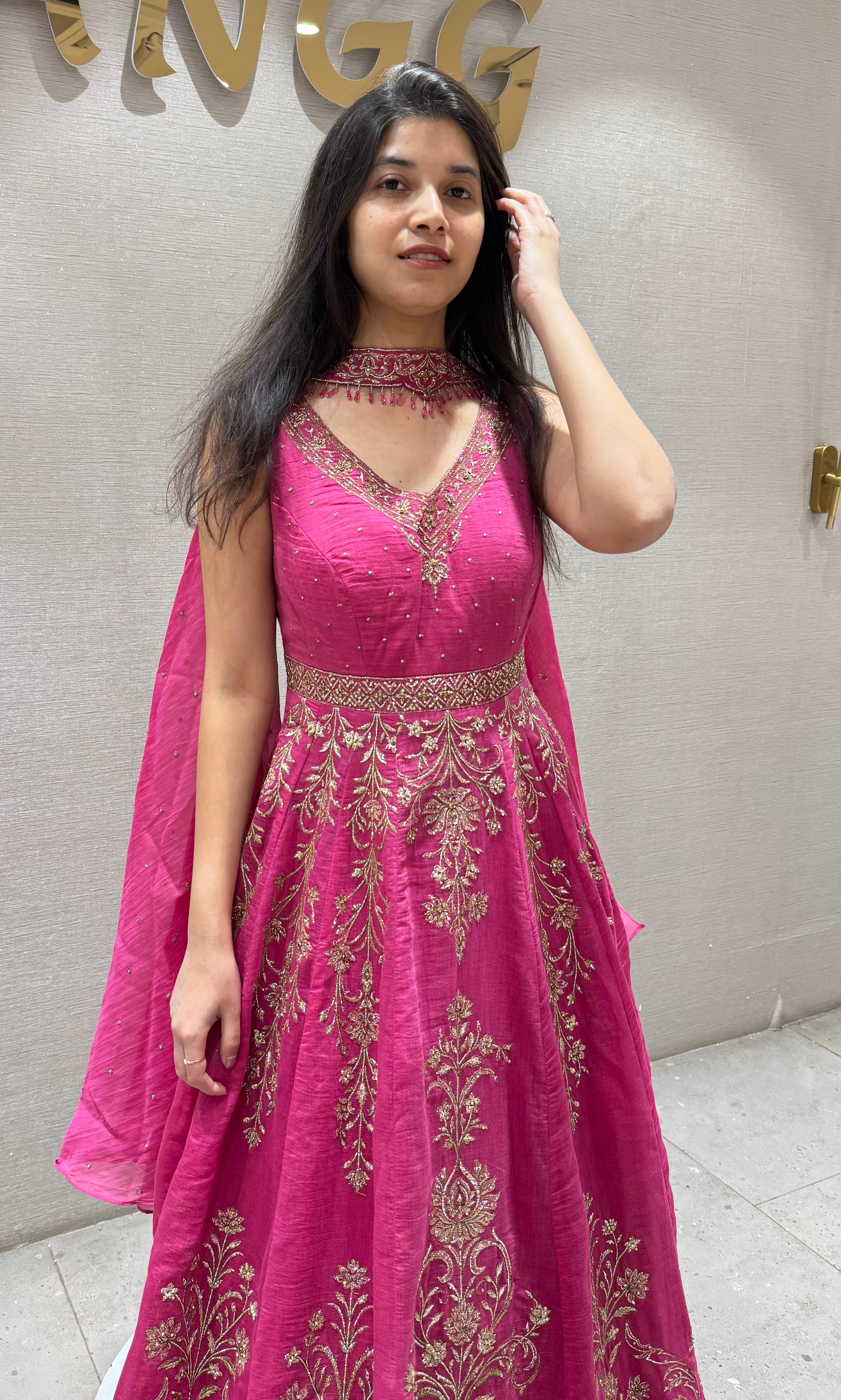 Rani Pink Georgette Anarkali DRESS