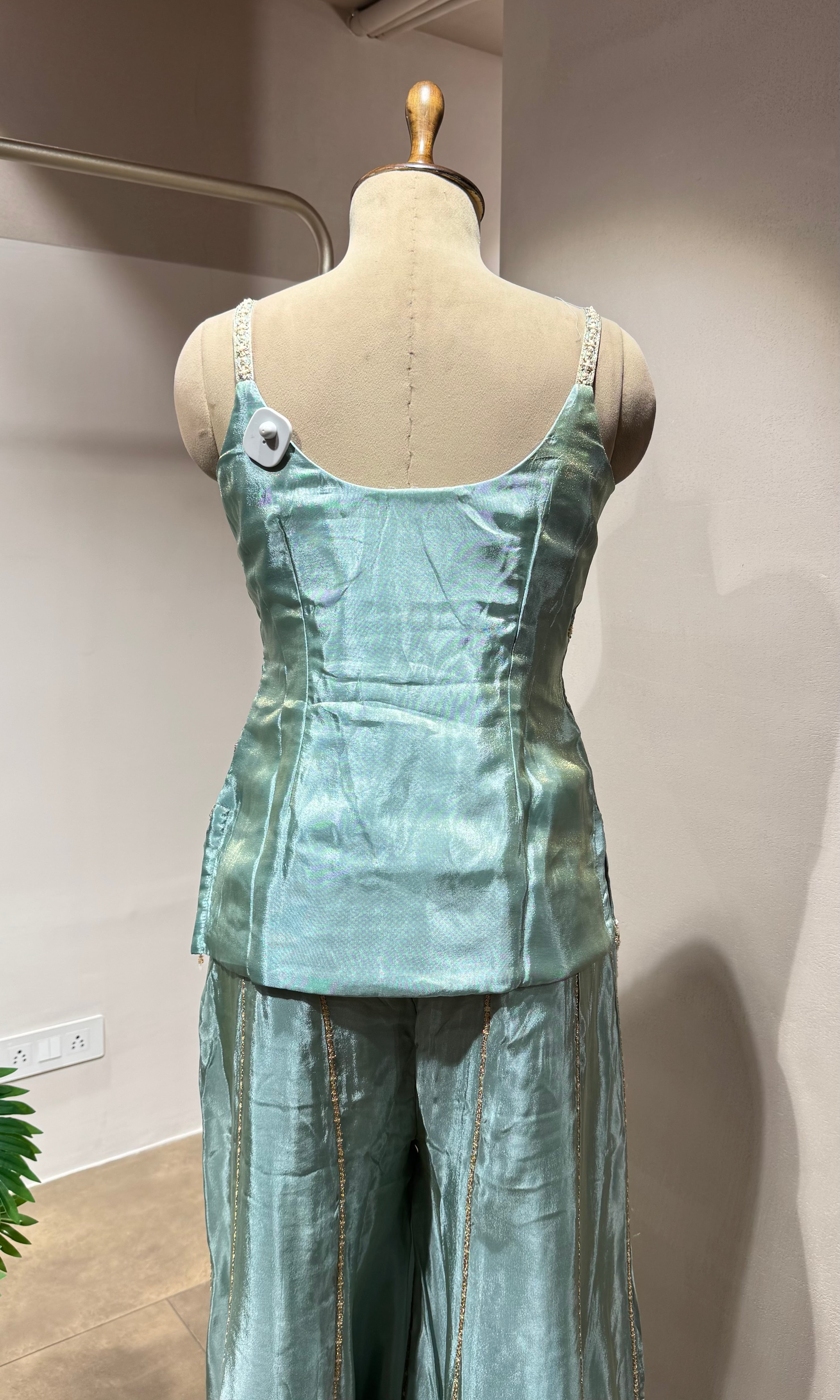 Sea blue GOLD ZARI WORK PALAZZO SET