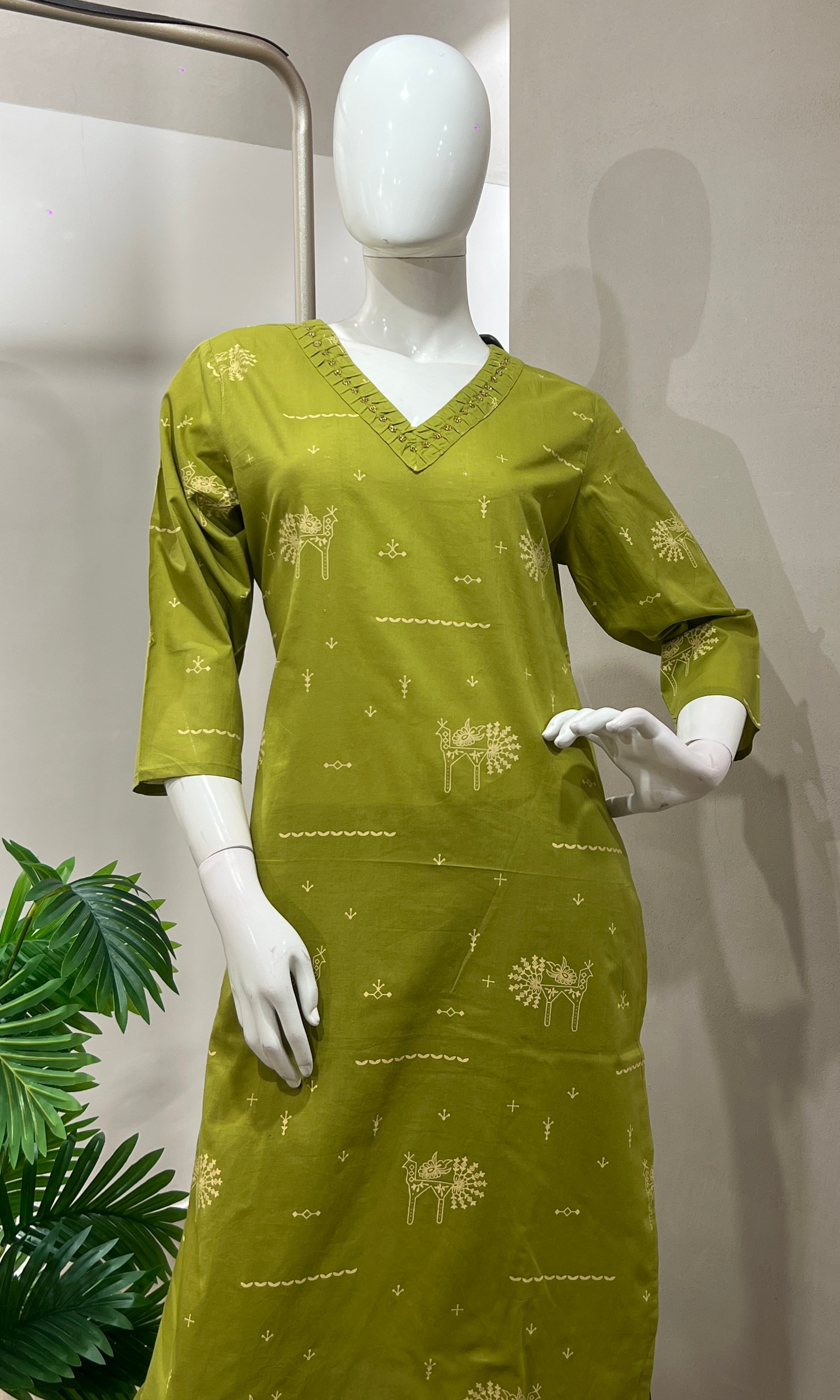 Green Ethnic Motifs Embroidered KURTA SET