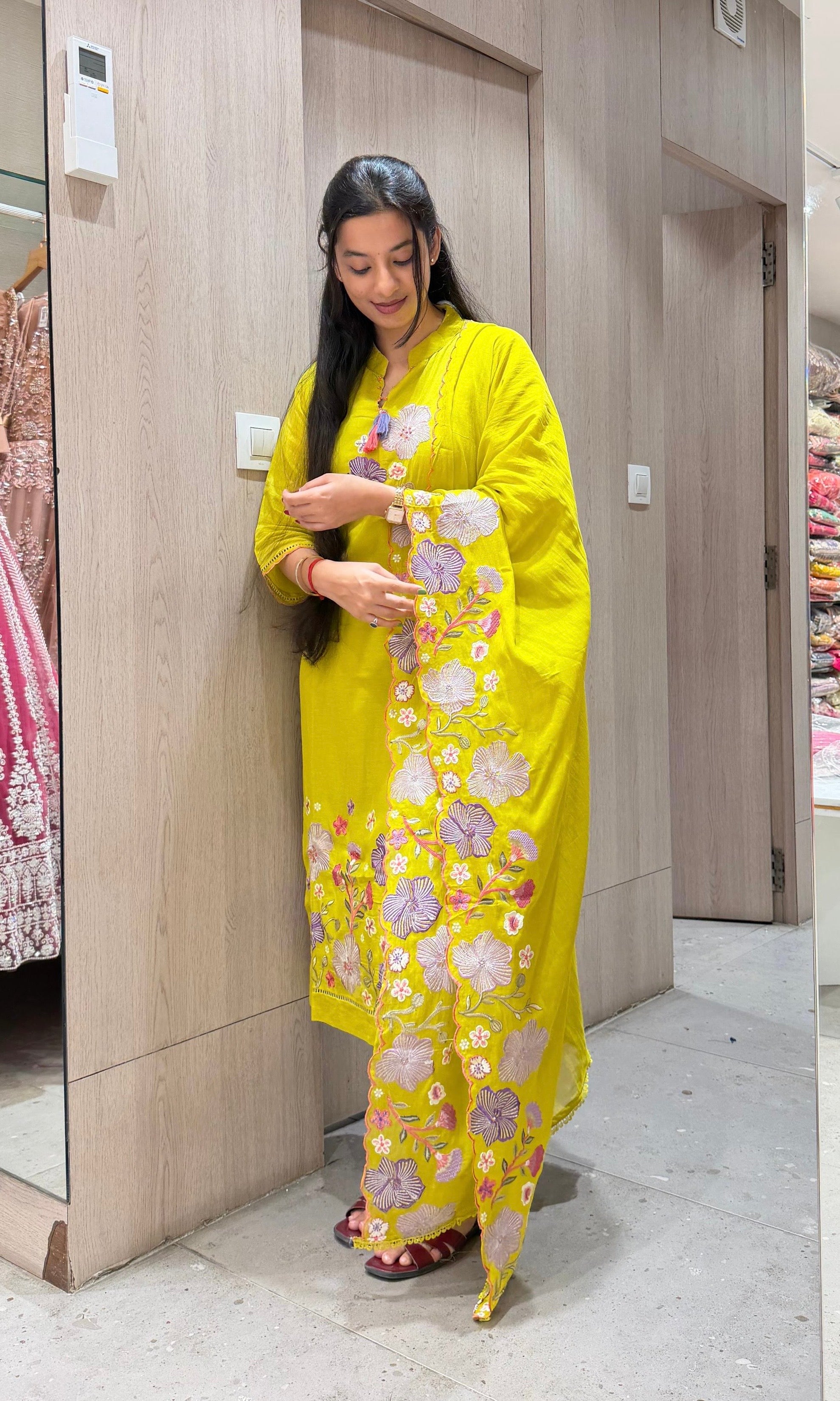 Light yellow FLORAL kurta set