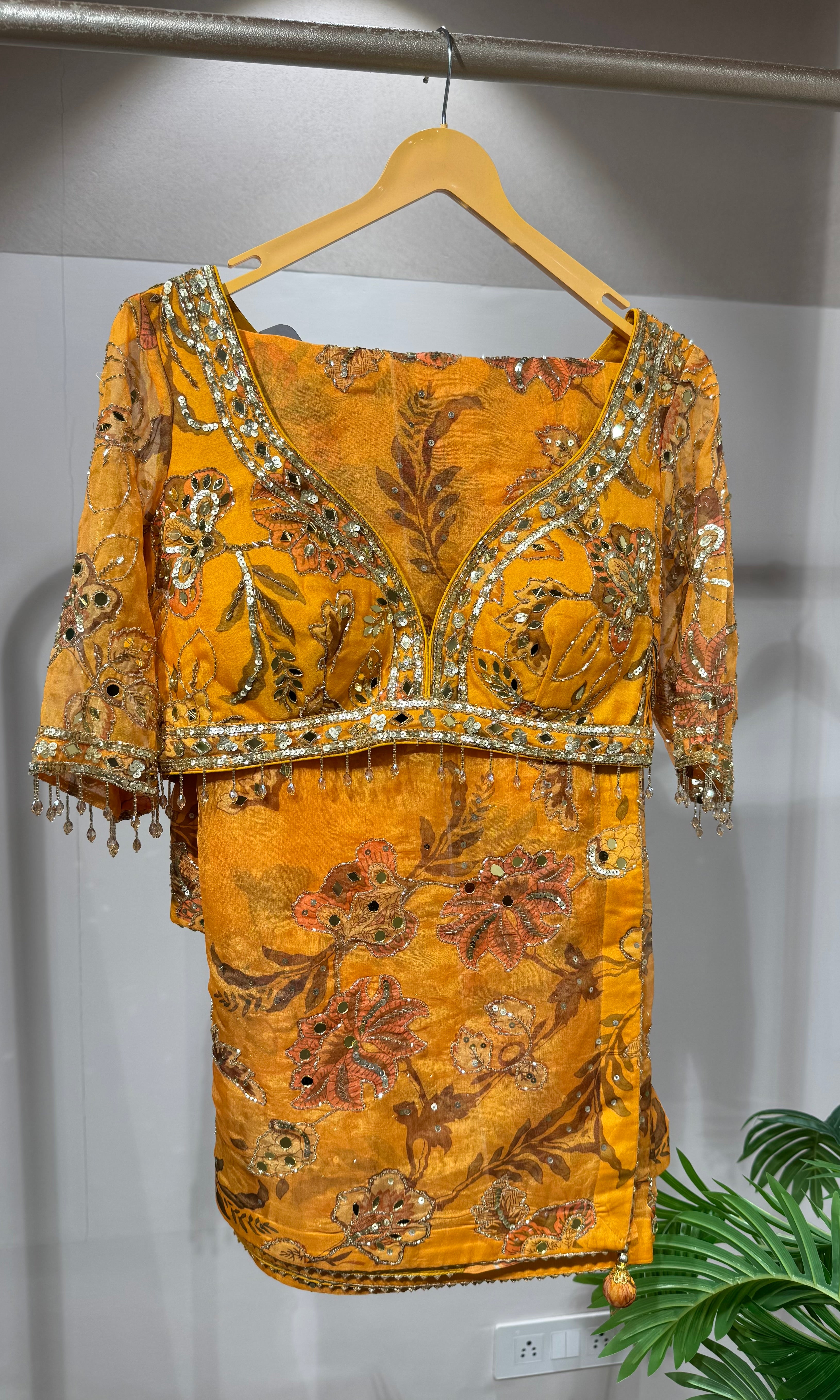Yellow DESIGNER saree with blouse