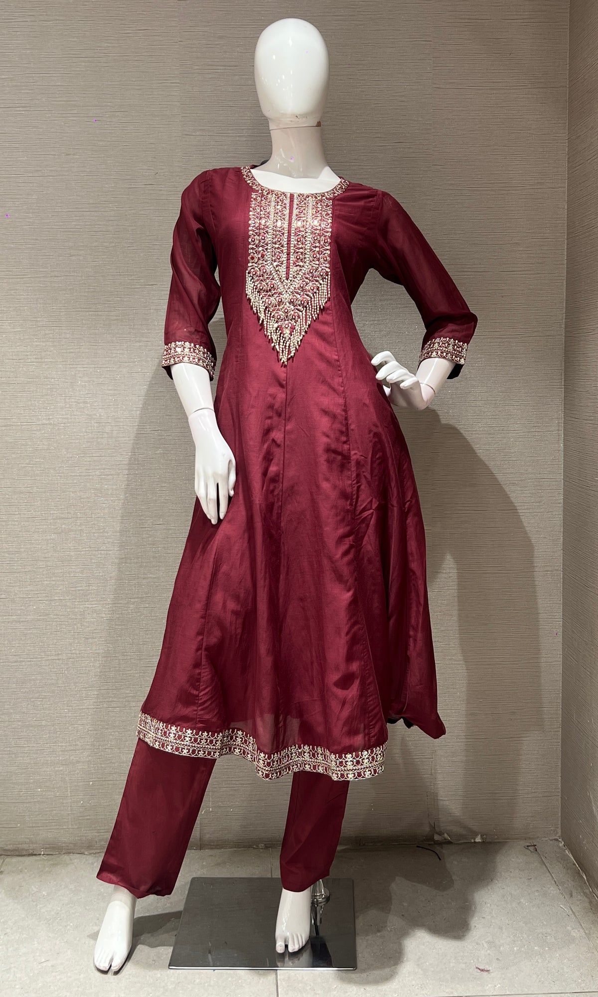 Maroon Anarkali KURTA SET