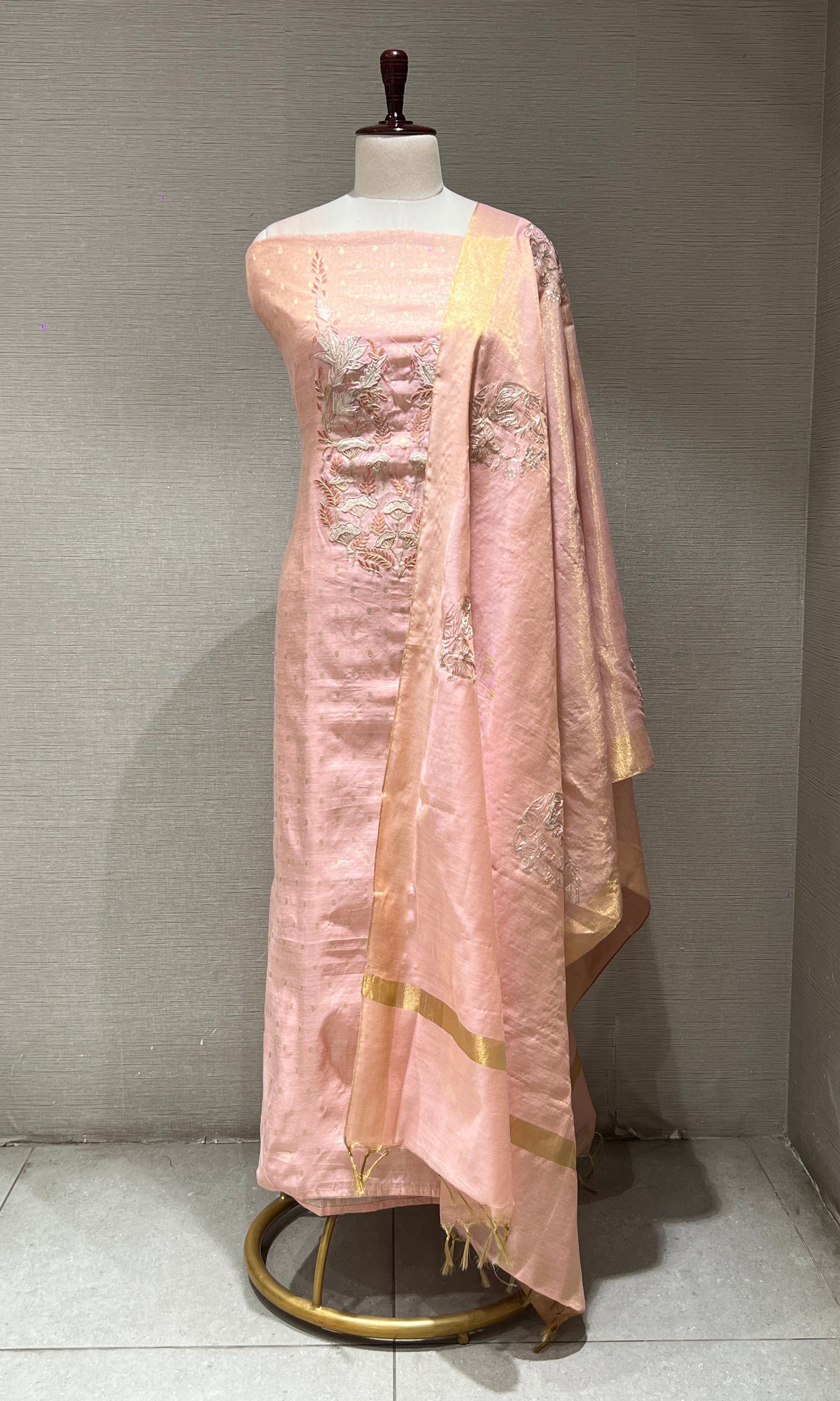 Peach dress material