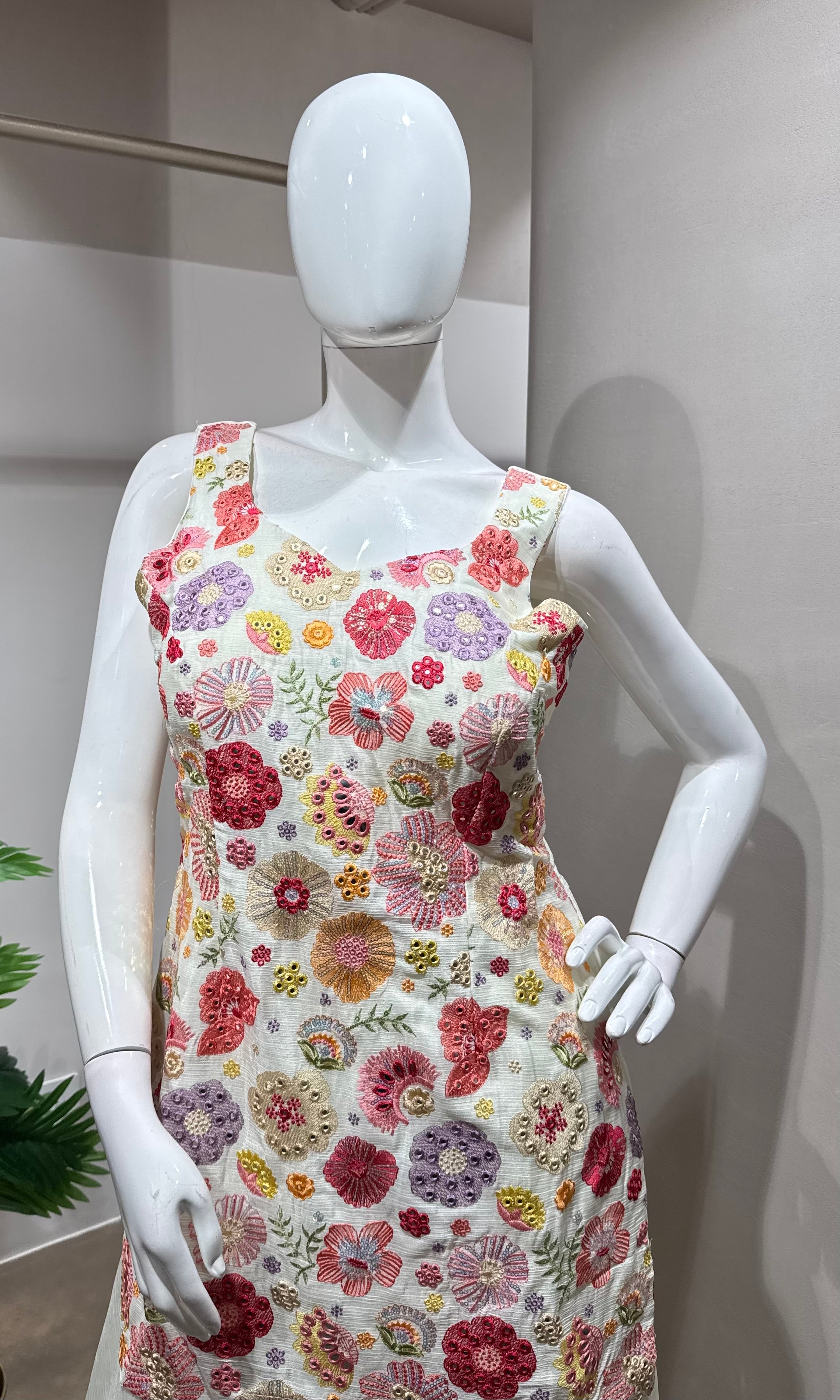 white multicolored floral sharara set