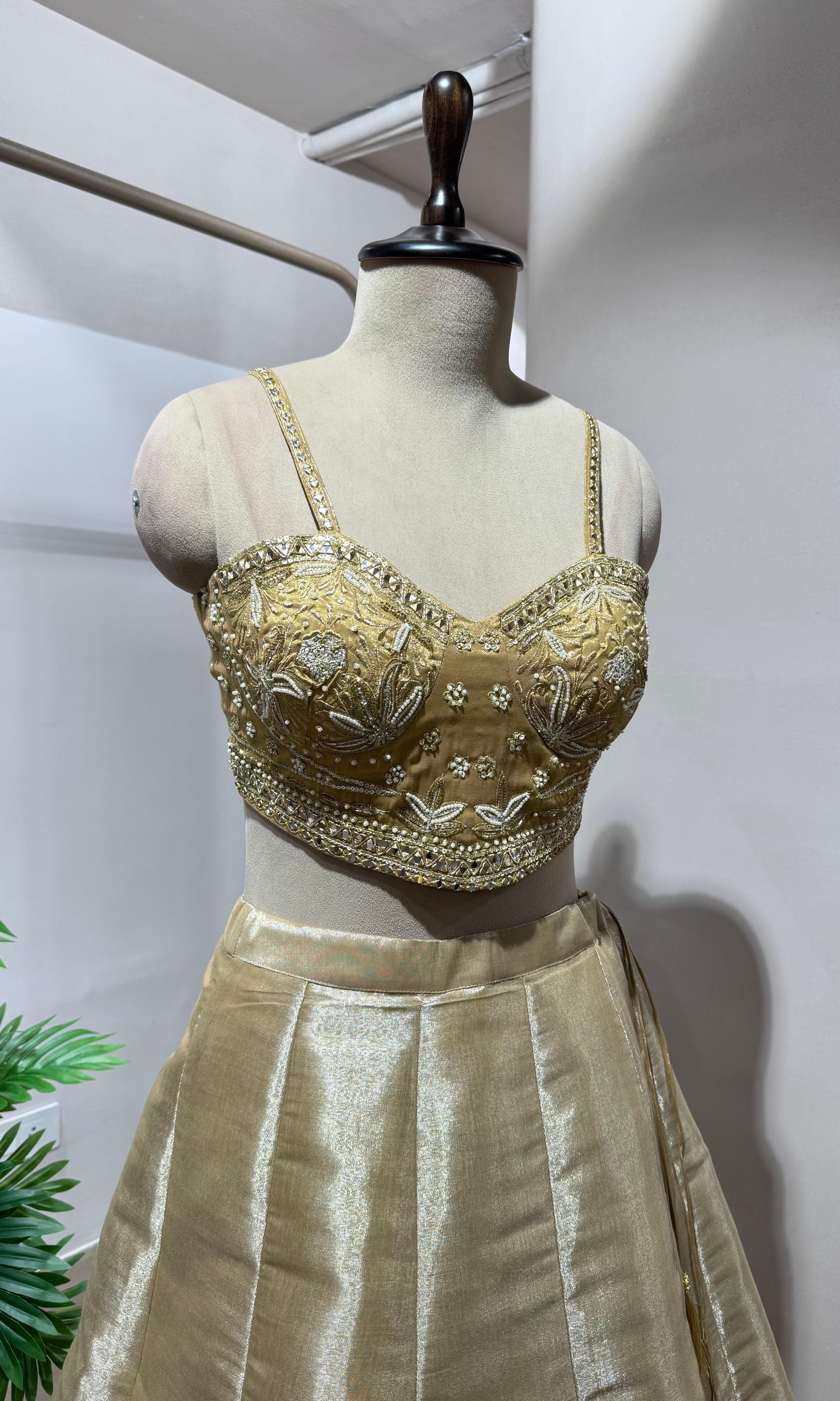 GOLDEN LEHENGA WITH CORSET BLOUSE