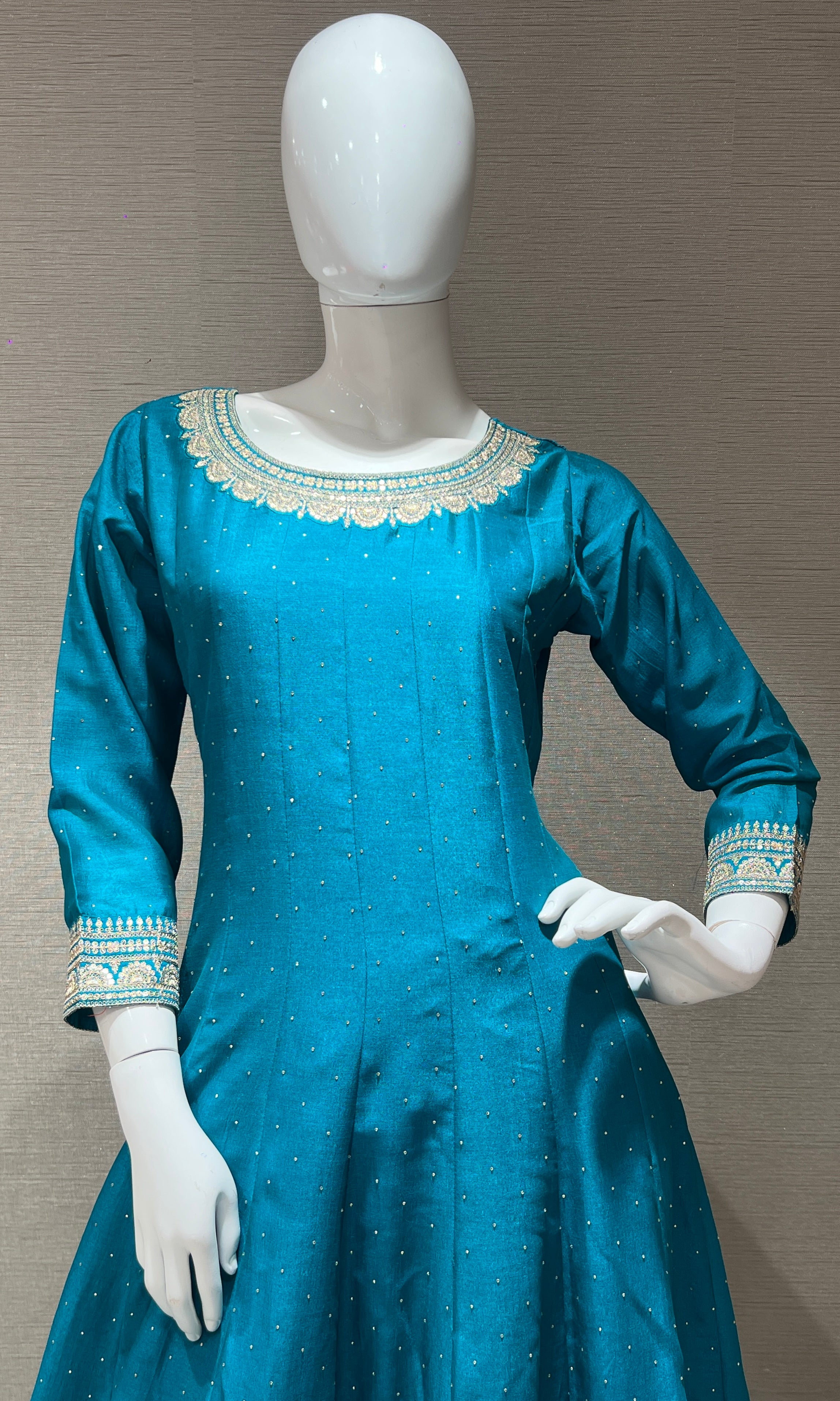 Blue Anarkali with palazzo pants