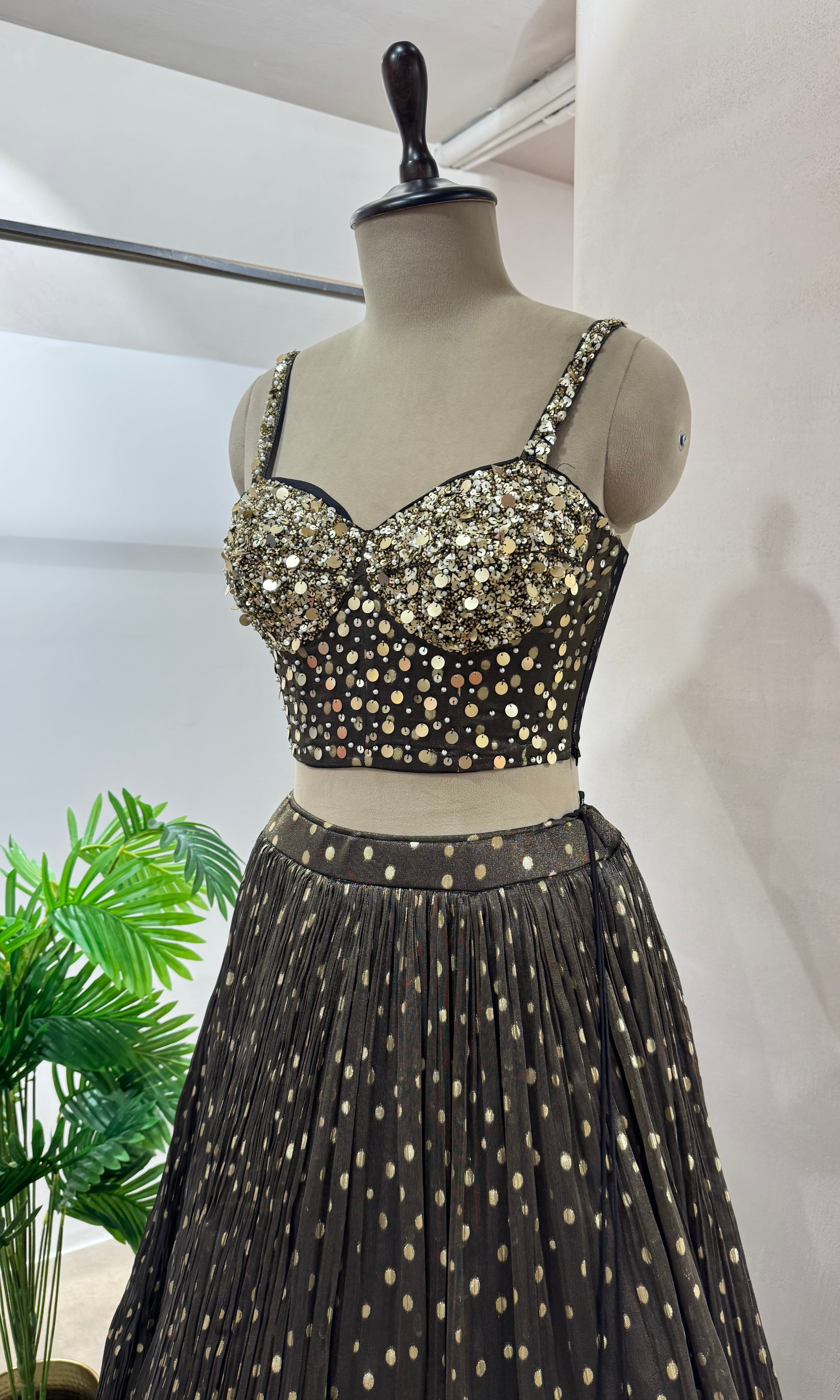 BLACK LEHENGA WITH CORSET BLOUSE