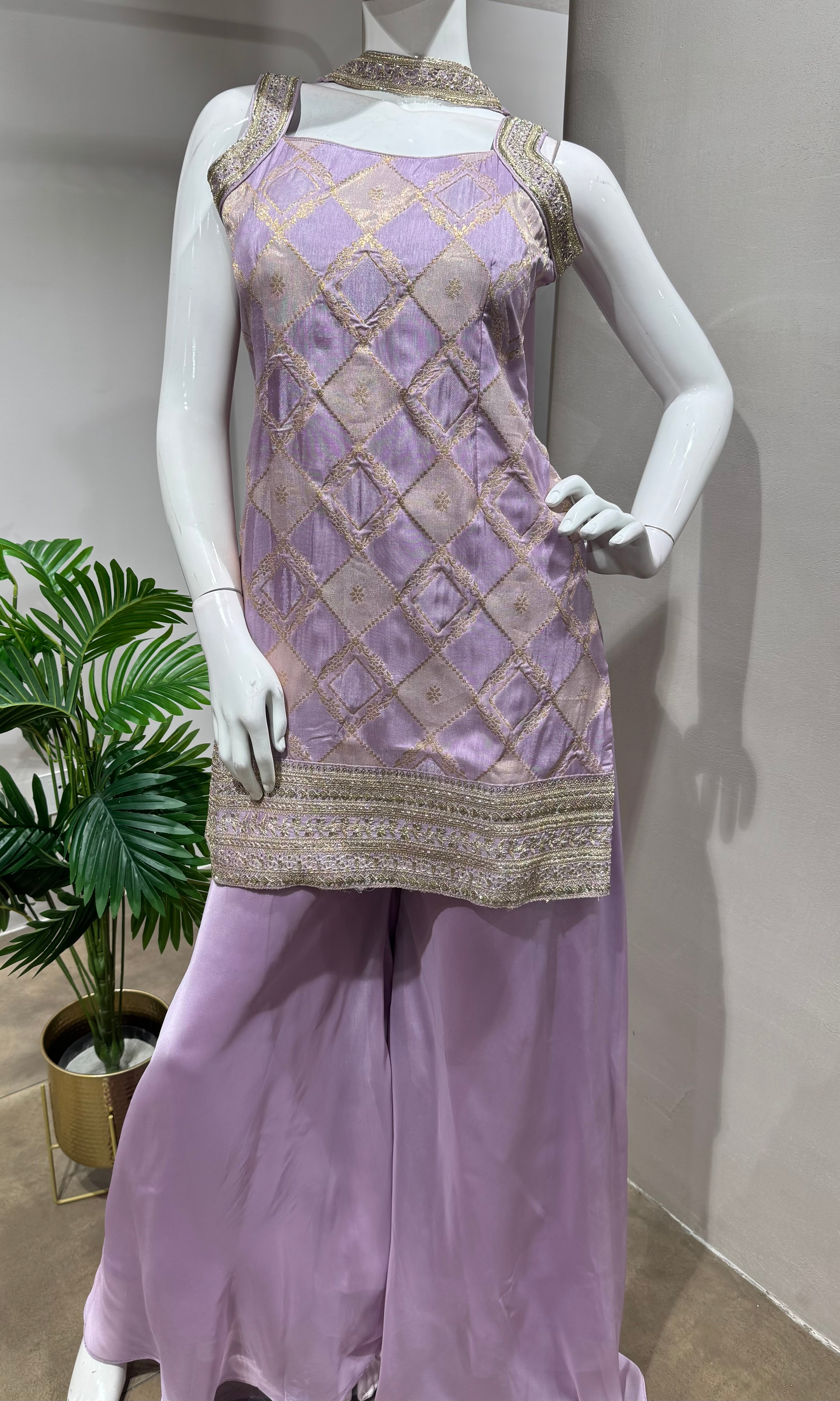 LAVENDER EMBROIDERED SHARARA SET