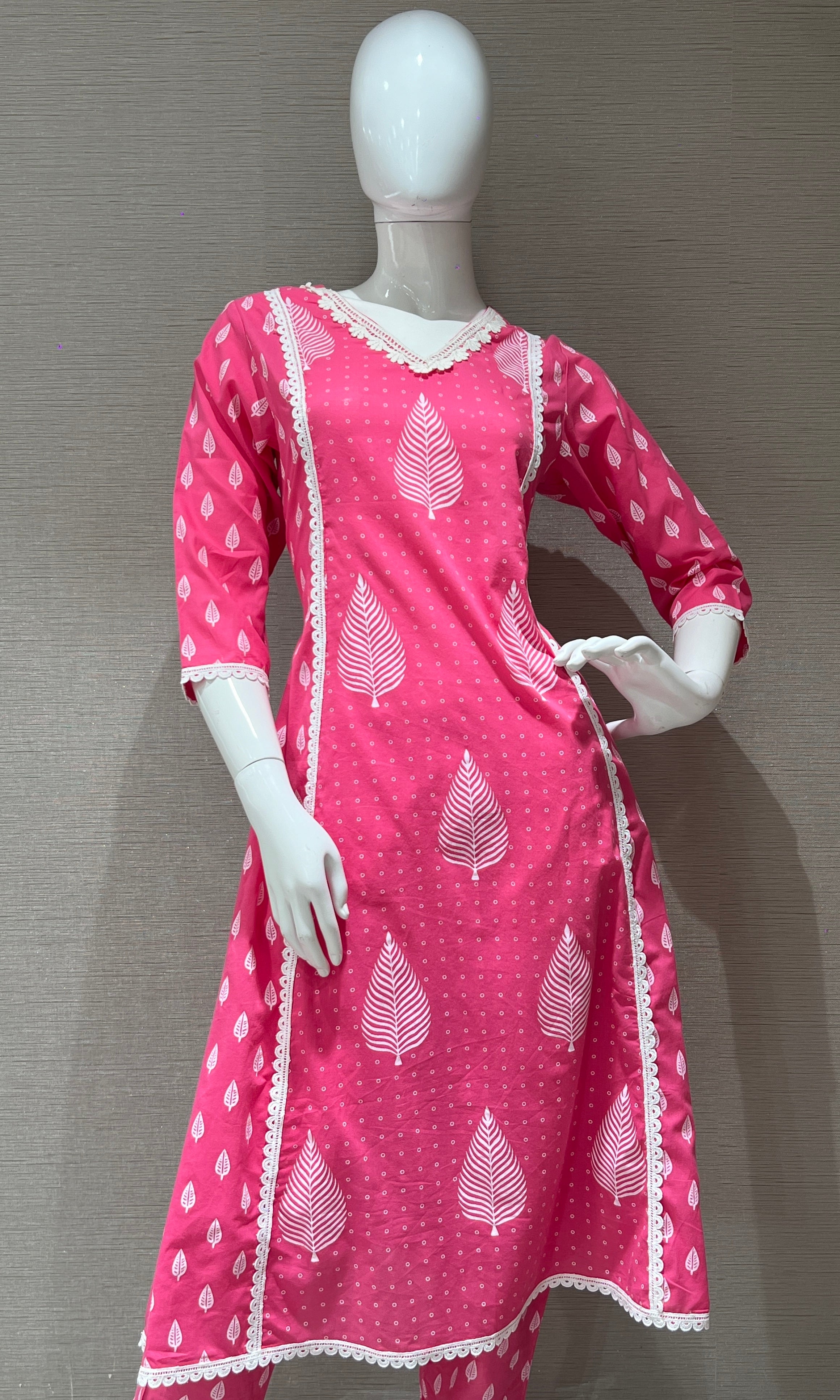 Pink kurta set with bag 3223