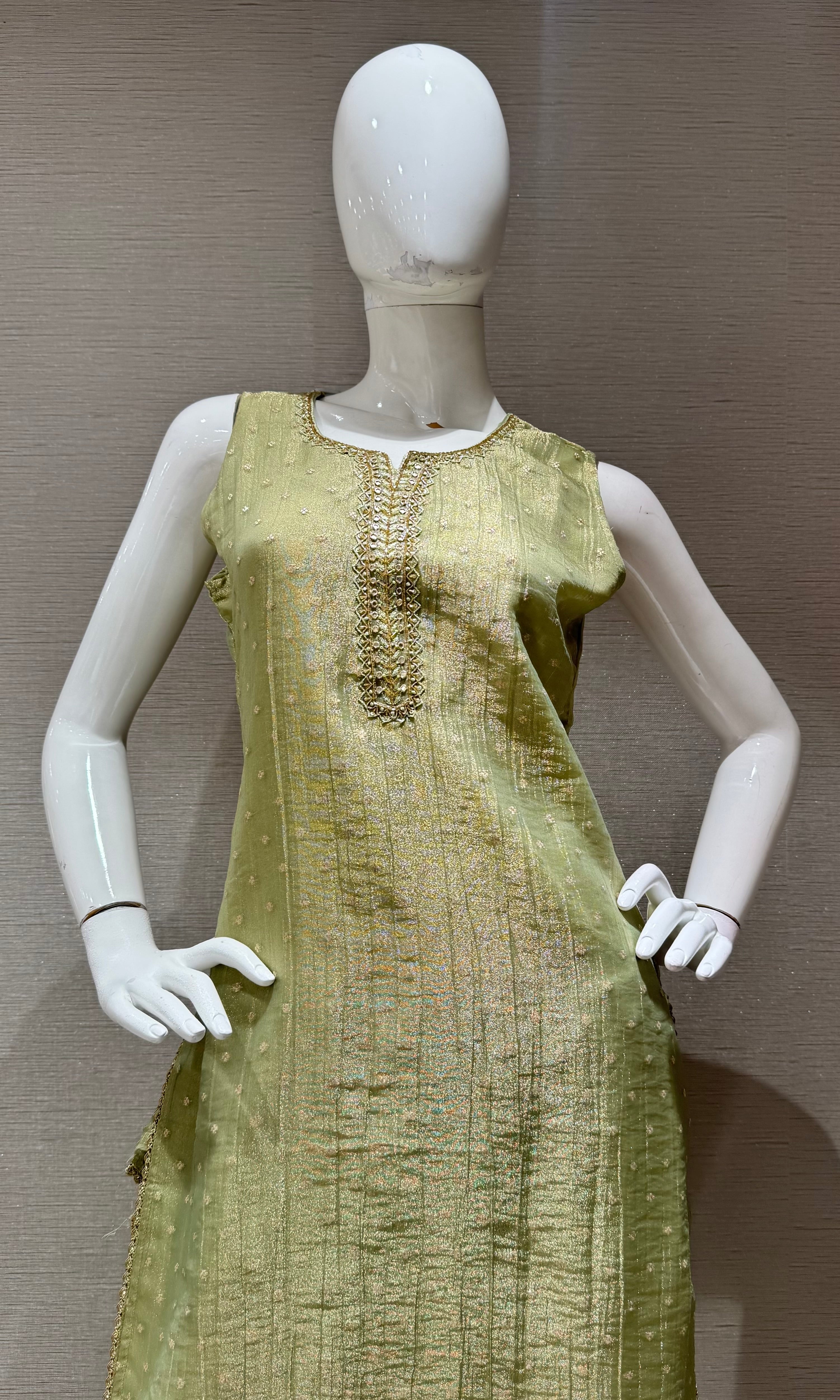 Pista Green Embroidered kurta set
