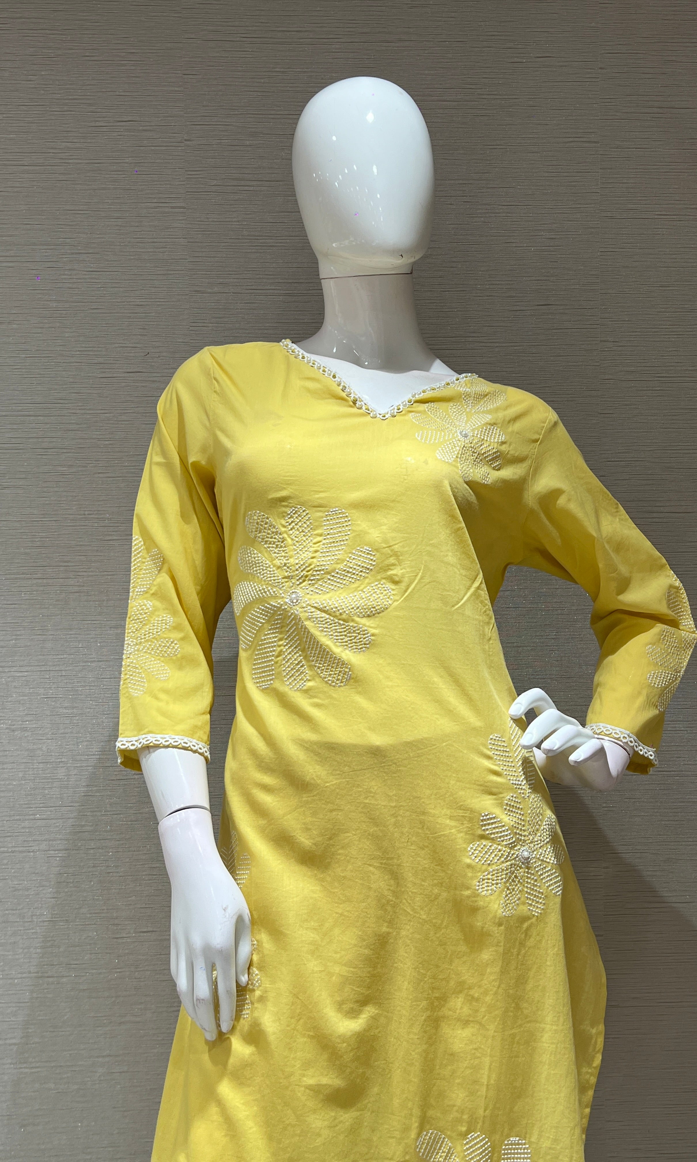Light yellow FLORAL kurta set